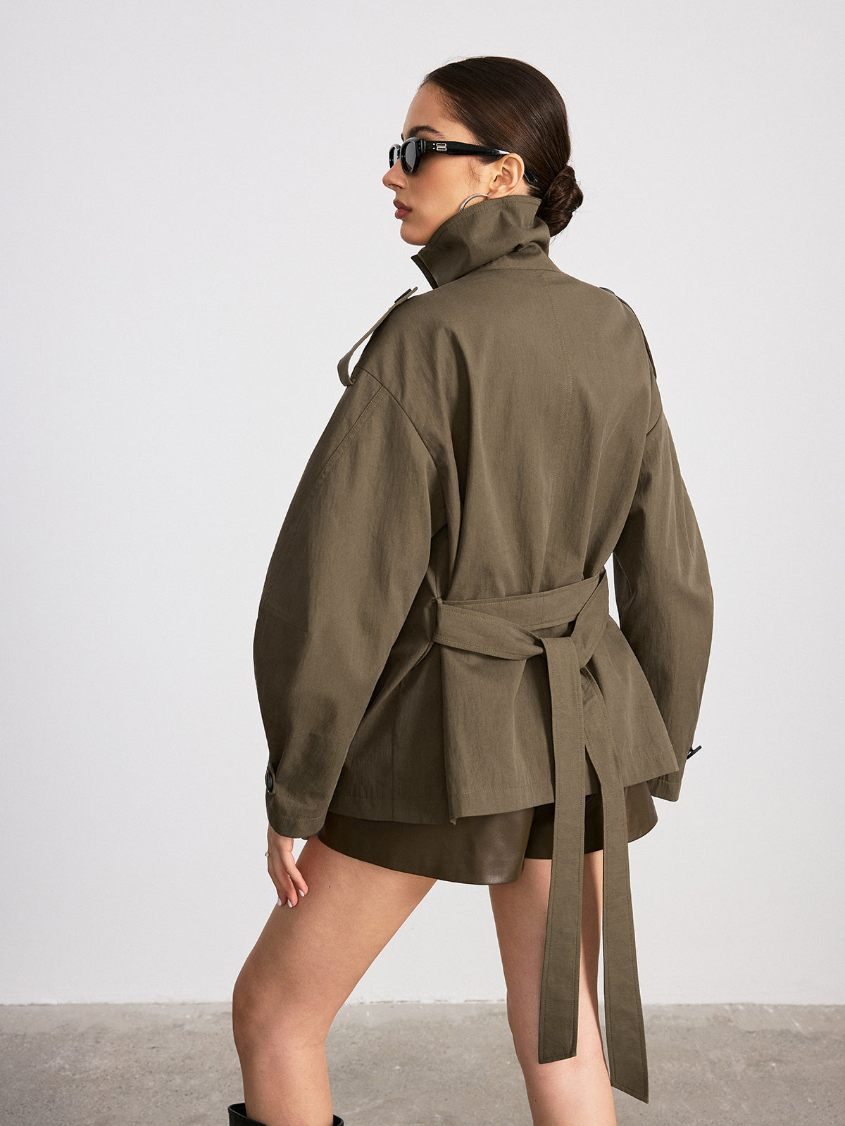 Trench-coat croisé ceinturé