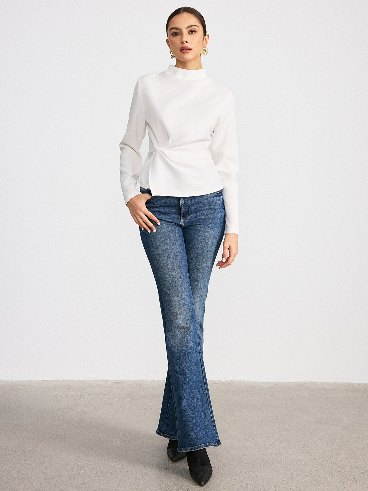 Haut à manches longues et col montant torsadé