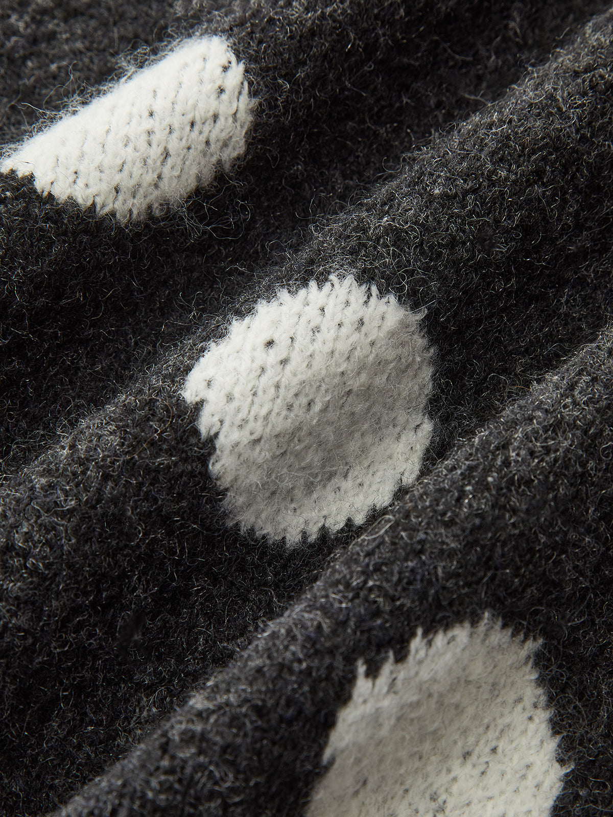Leg-Of-Mutton Sleeve Polka Dot Wool Blend Sweater