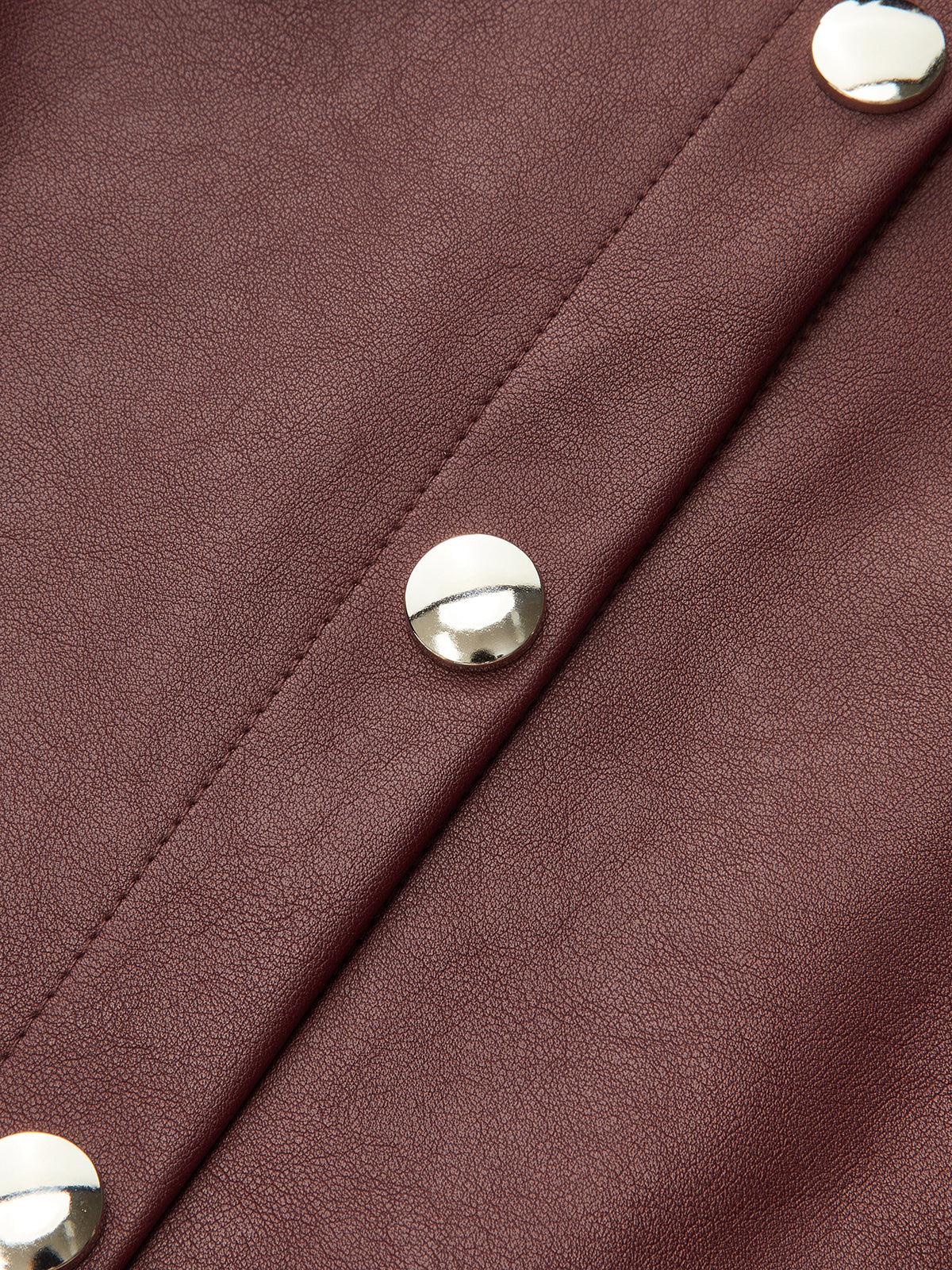 Double-Collar PU Leather Shirt Dress