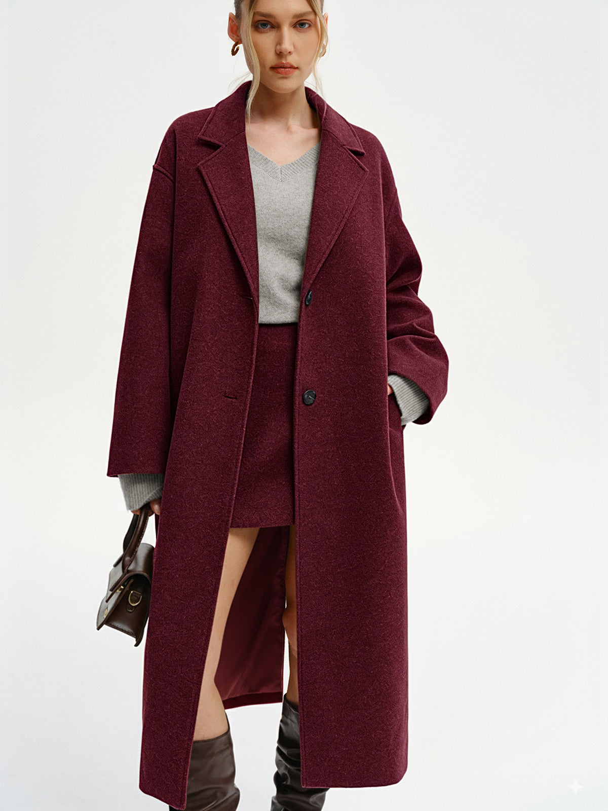 Manteau long surdimensionné en tweed