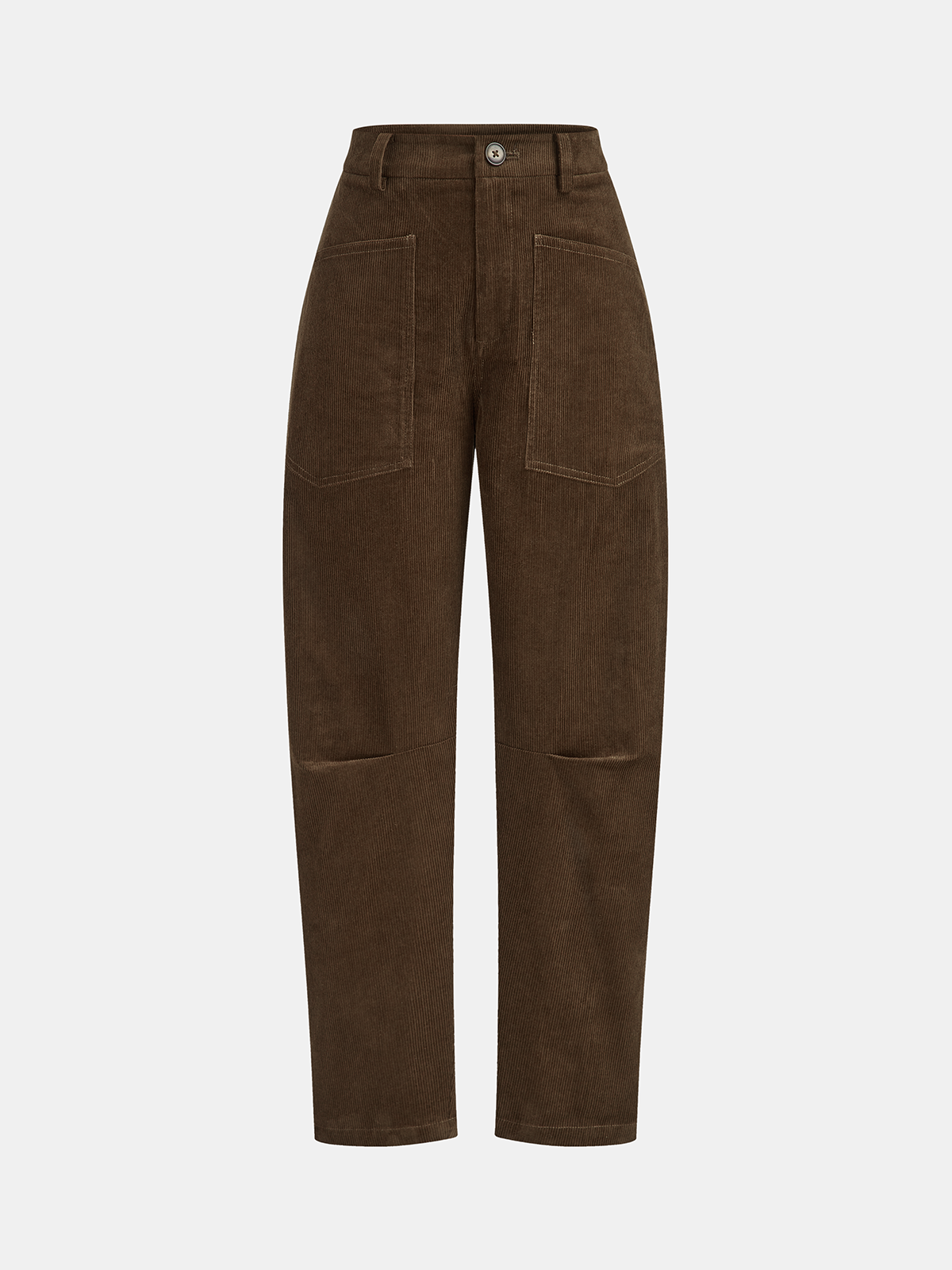 Cordhose mit mittelhohem Bund und gebogenem Bein