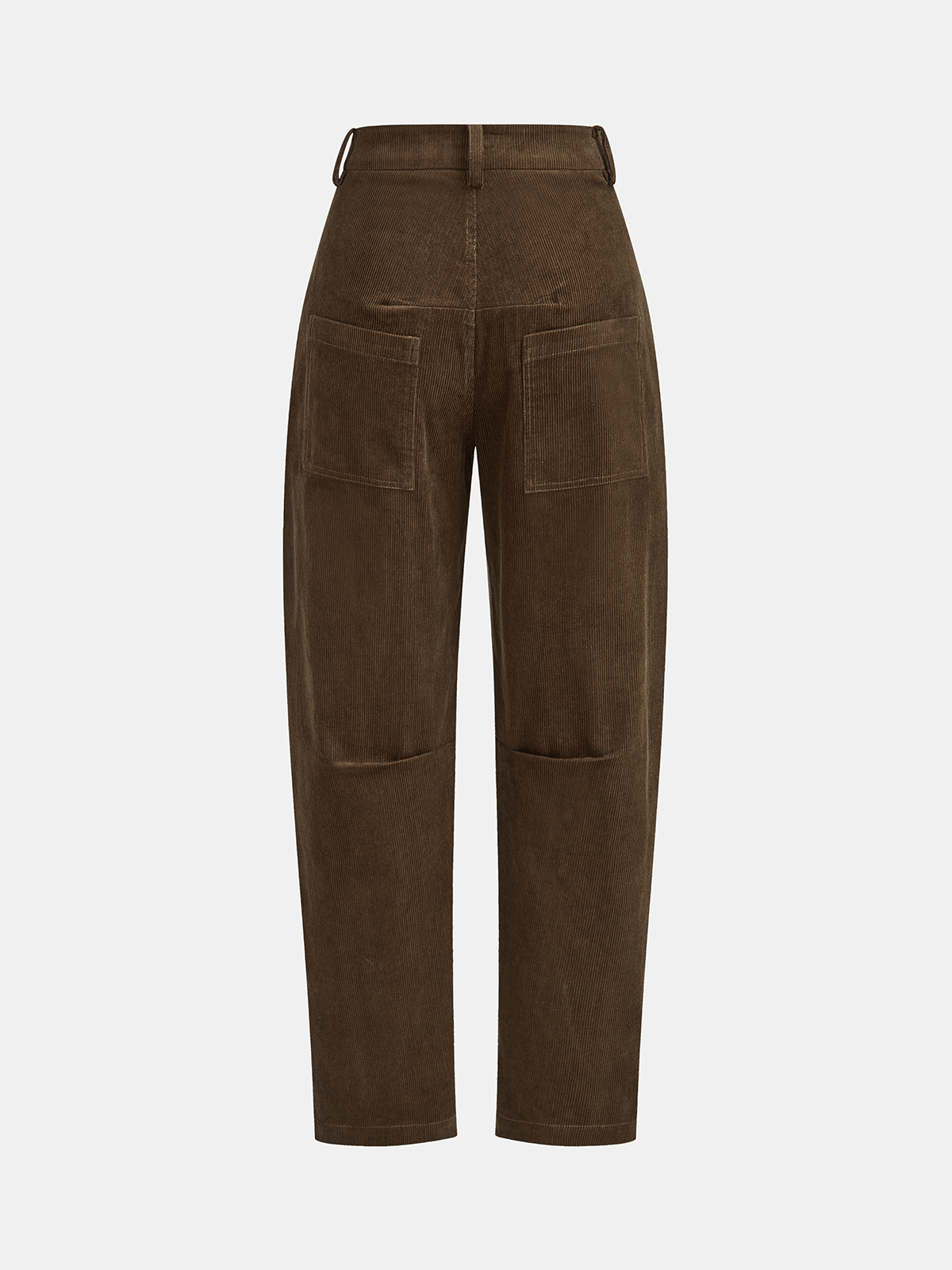Corduroy Mid-Waist Curved-Leg Pants