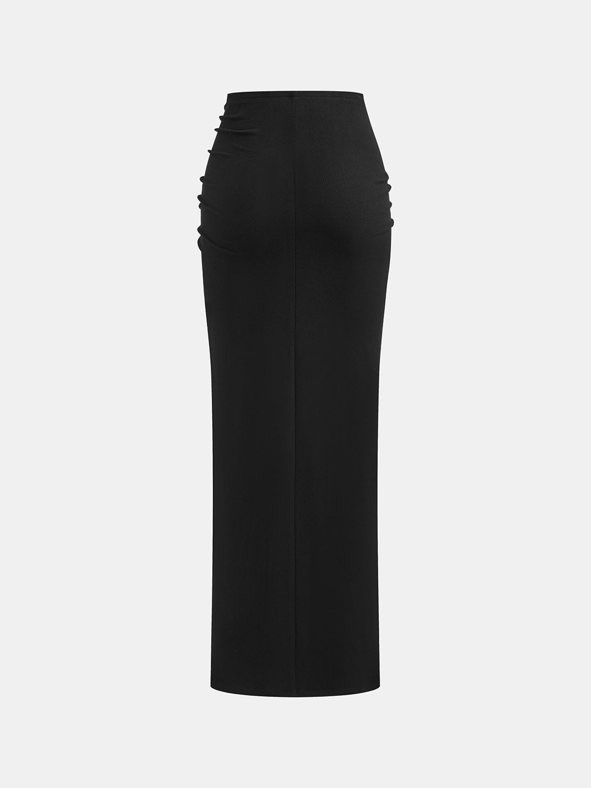 High Slit Belted Ruched Maxi Skirt