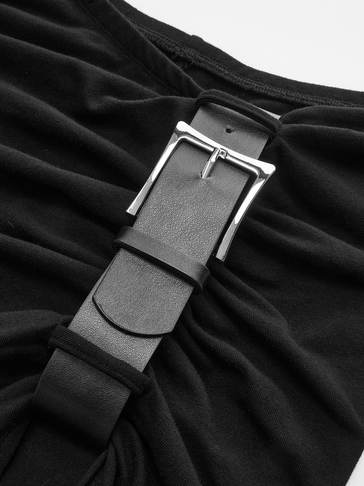 High Slit Belted Ruched Maxi Skirt