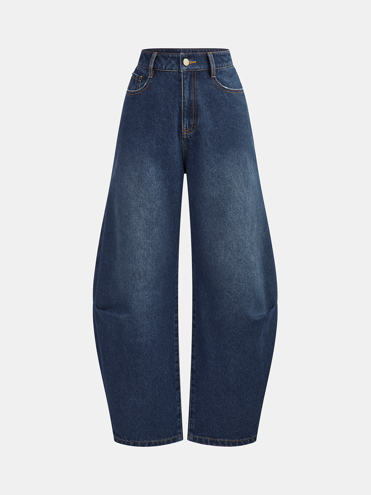 Pantalon en denim taille mi-haute à jambes incurvées