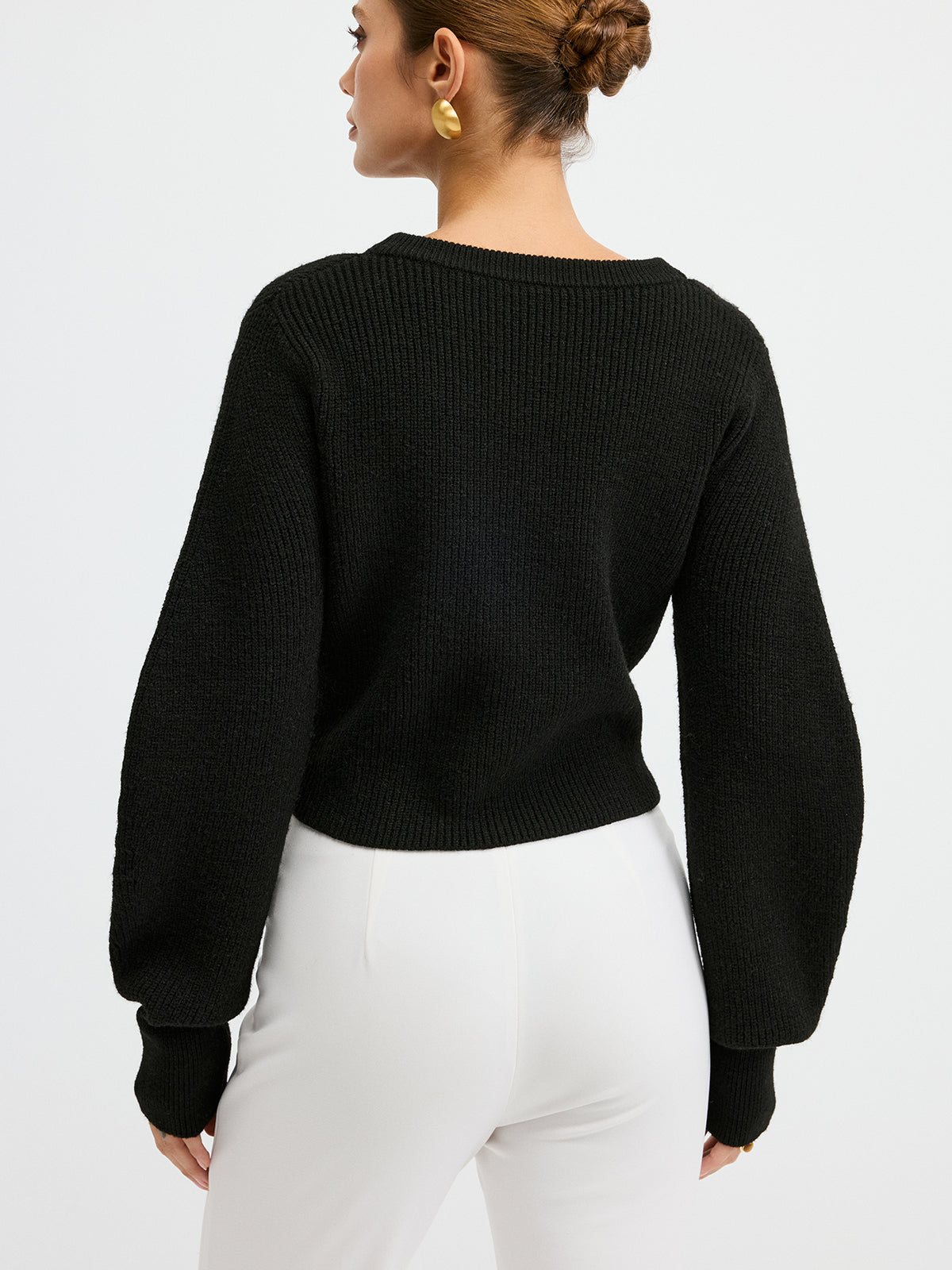 Lace Hem Wool Blend Cardigan