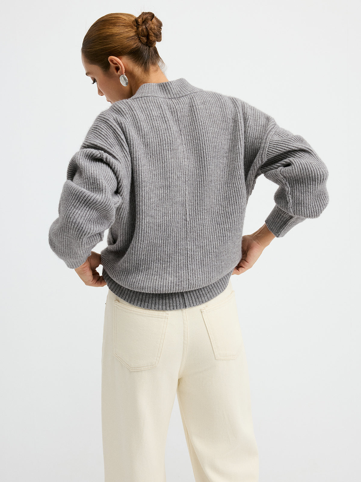 Pullover mit halbem Reißverschluss aus Wollmischung