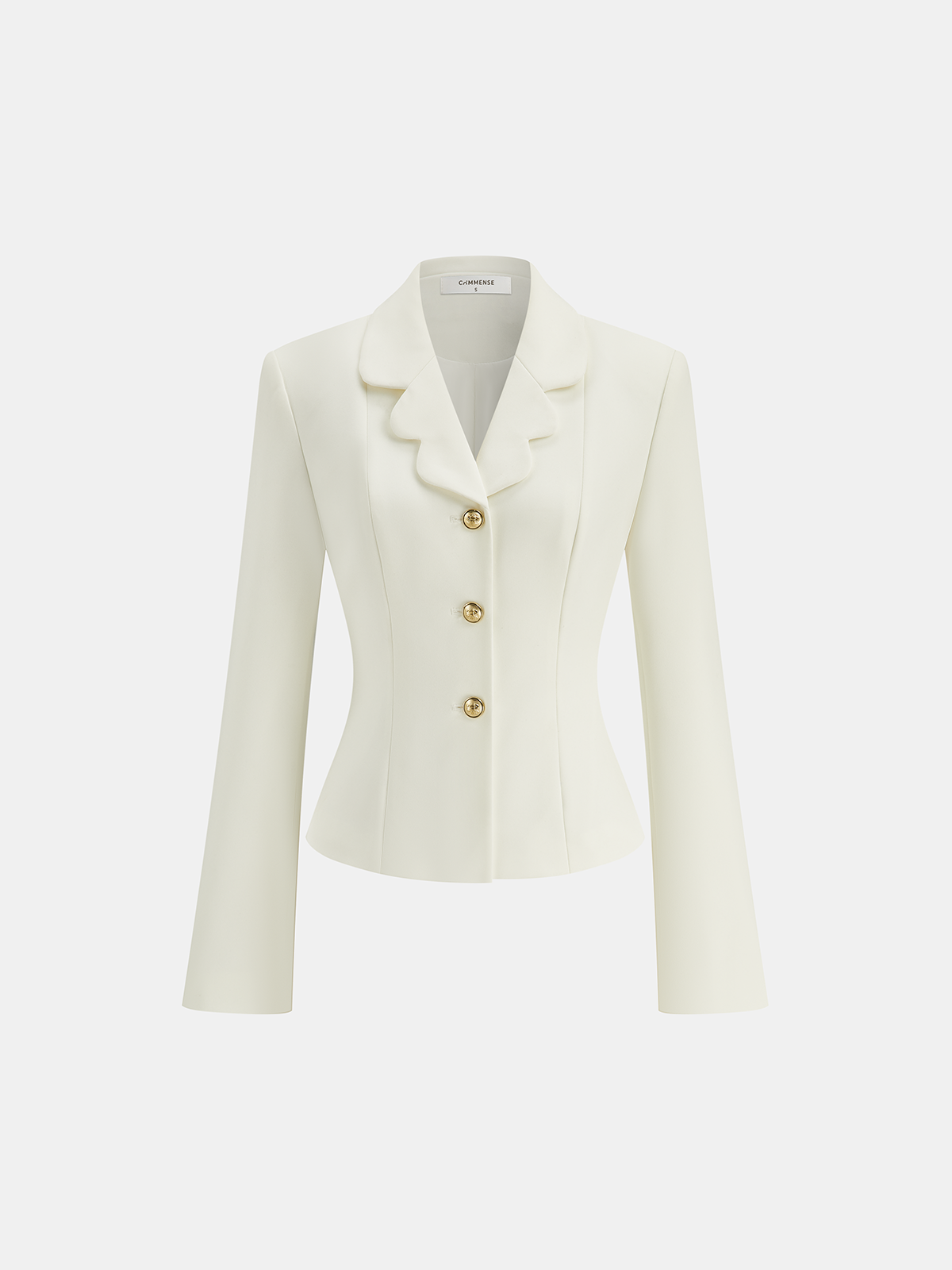 Scalloped Collar Metal Button Blazer