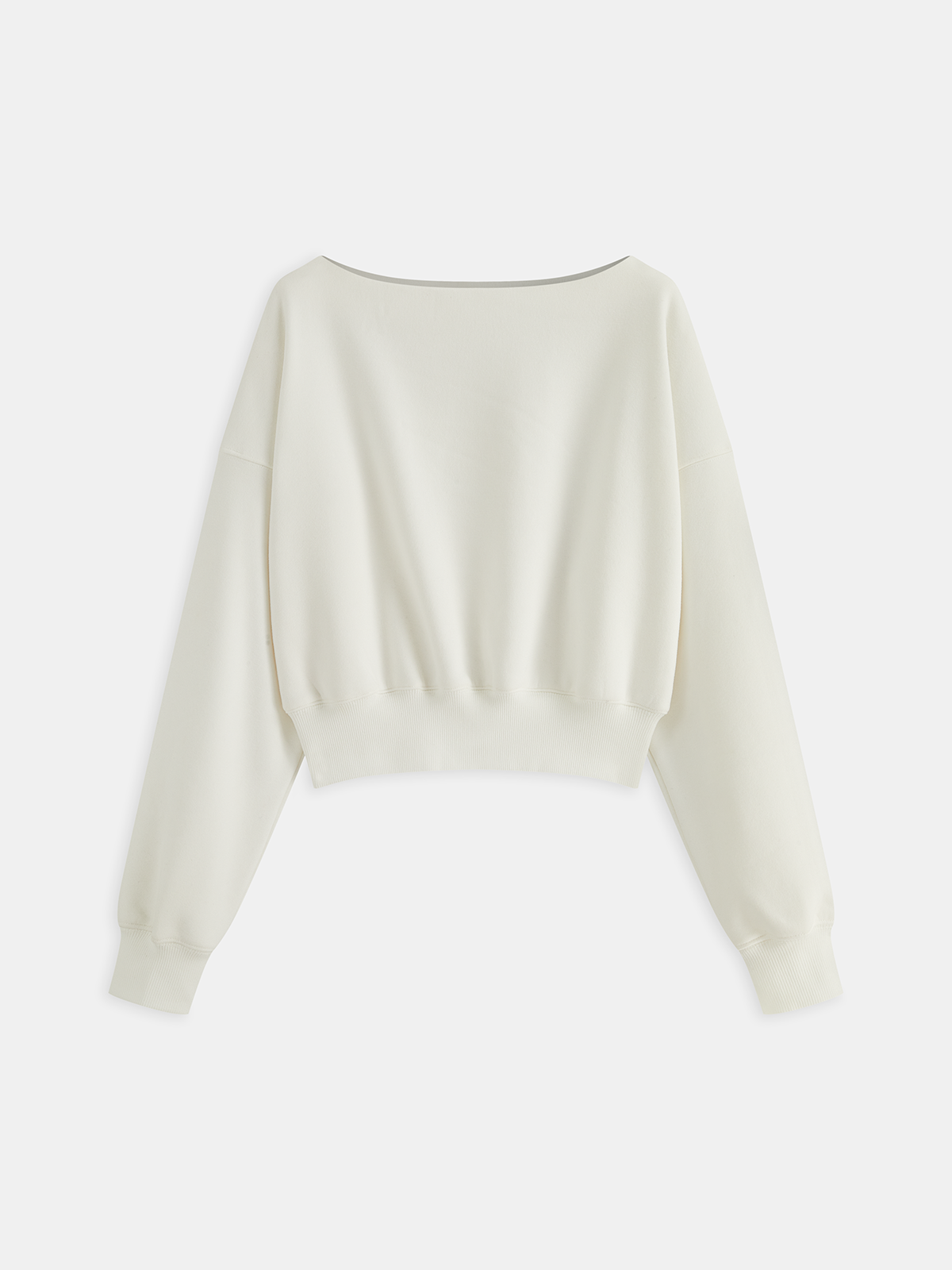 Schulterfreies, bauchfreies Sweatshirt mit Fleecefutter