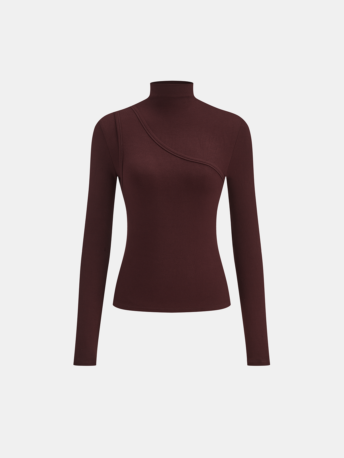 Seam Detail Mock Neck Long-Sleeve T-Shirt
