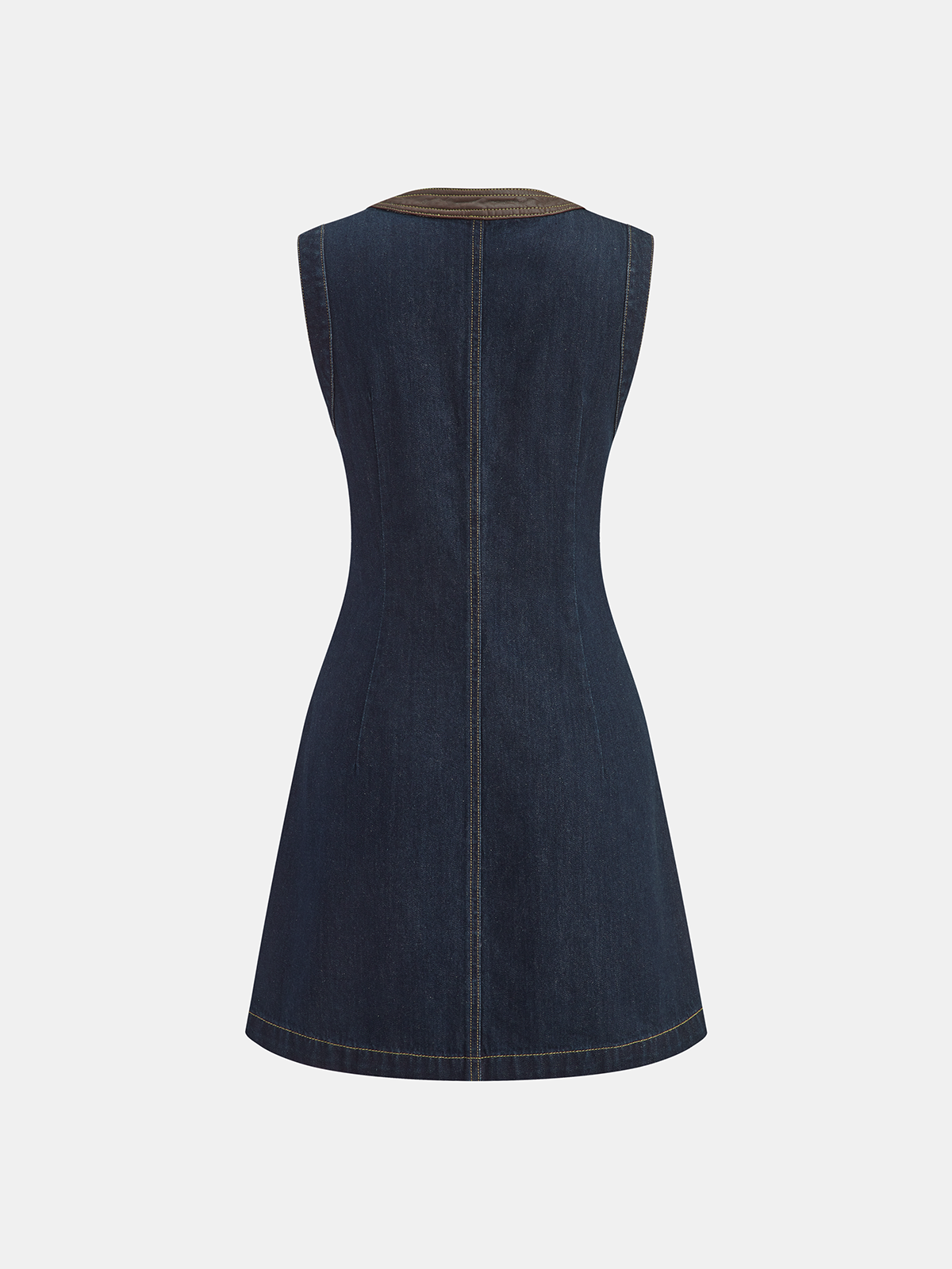 Robe mini sans manches en jean à bordure contrastée