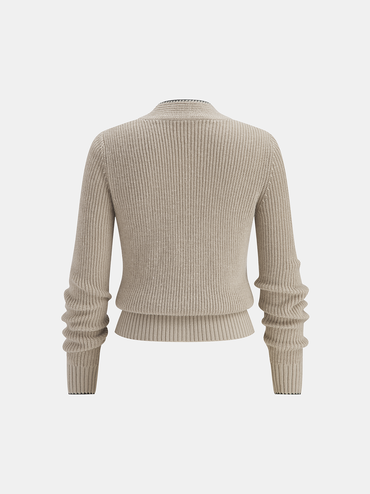 Cardigan en maille mélangée de laine avec cravate et bordure contrastée