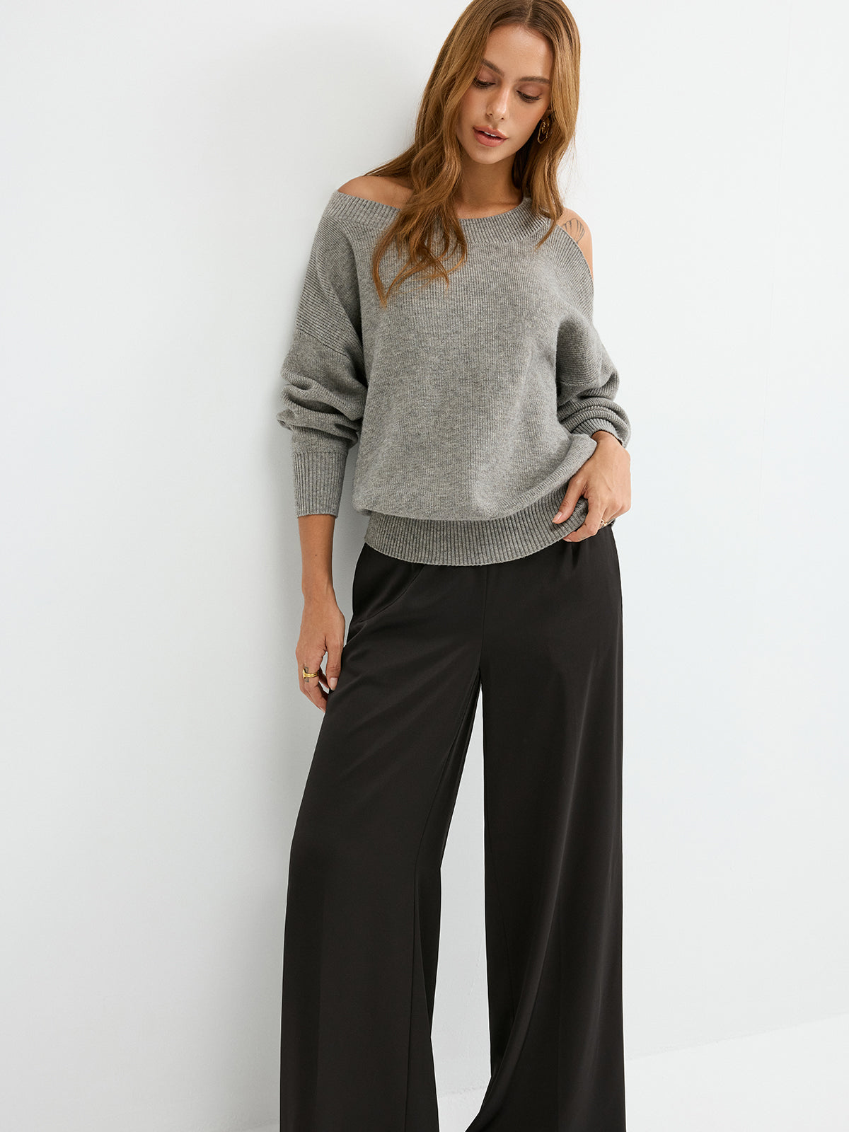 Reversible Cold-Shoulder Knit Top