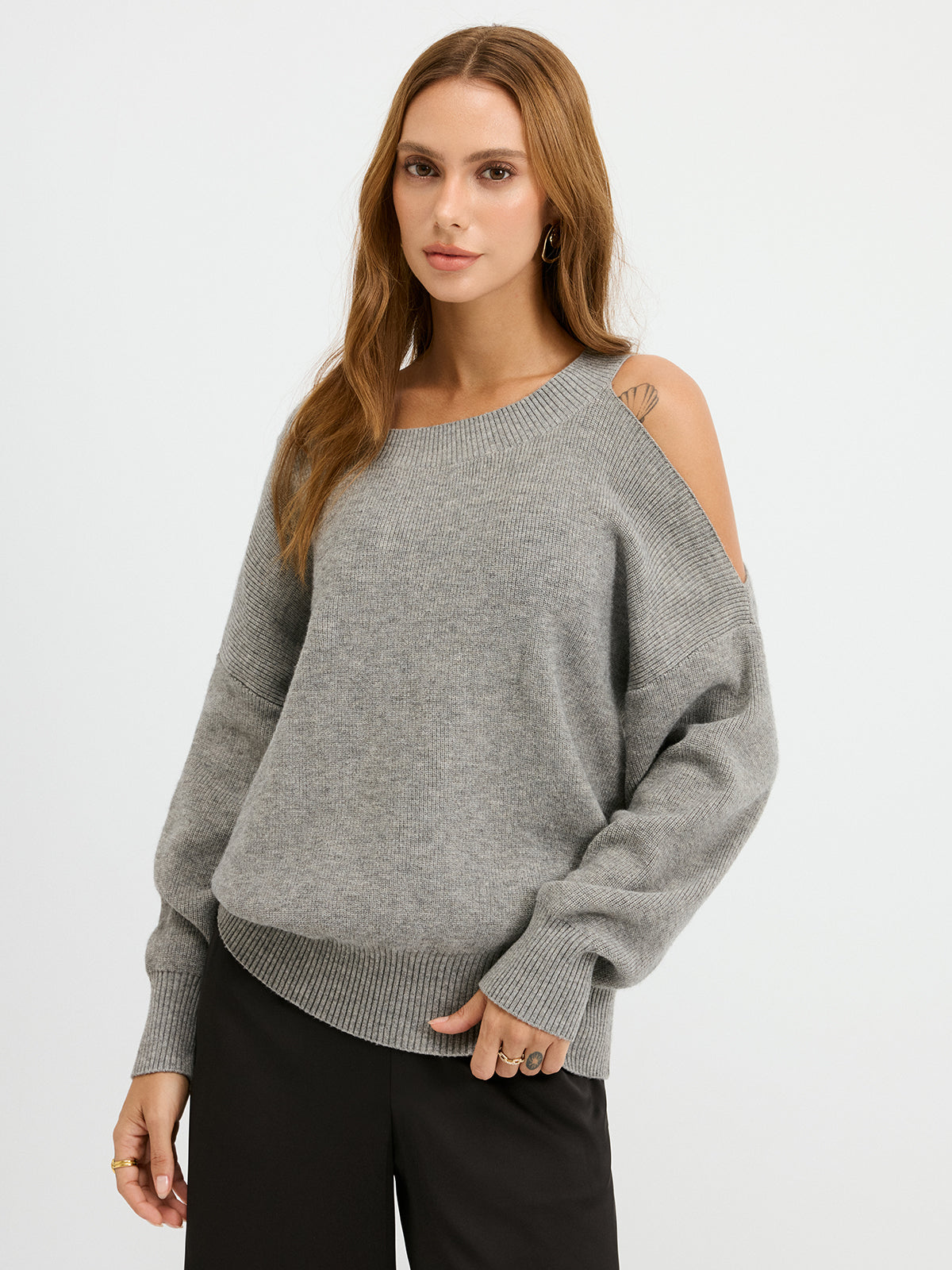 Reversible Cold-Shoulder Knit Top