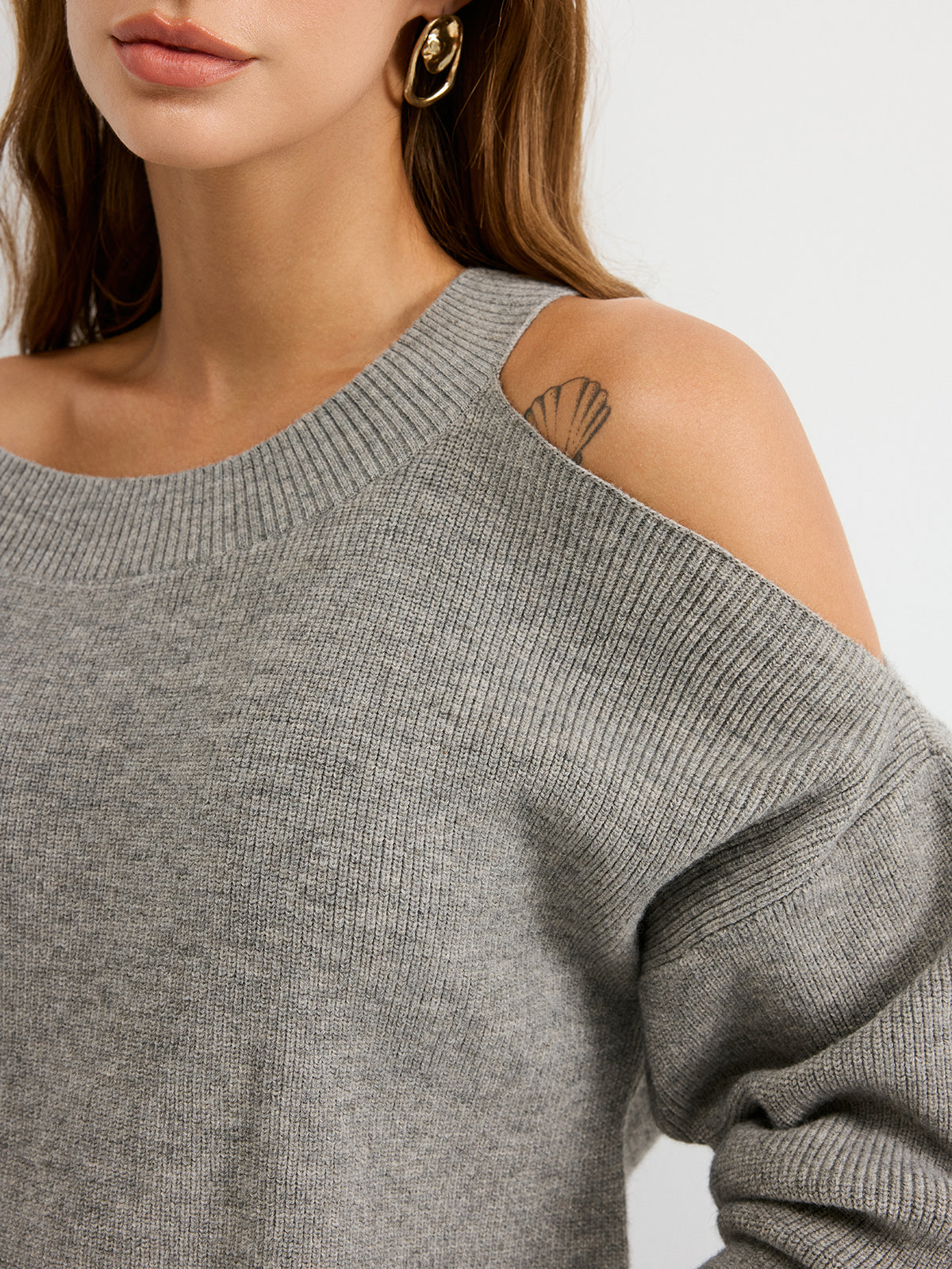 Reversible Cold-Shoulder Knit Top