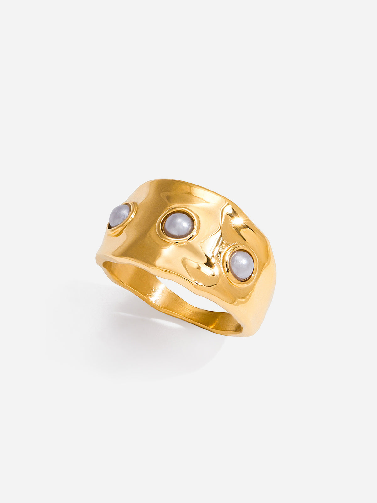 Pearl Embellished Golden Ring