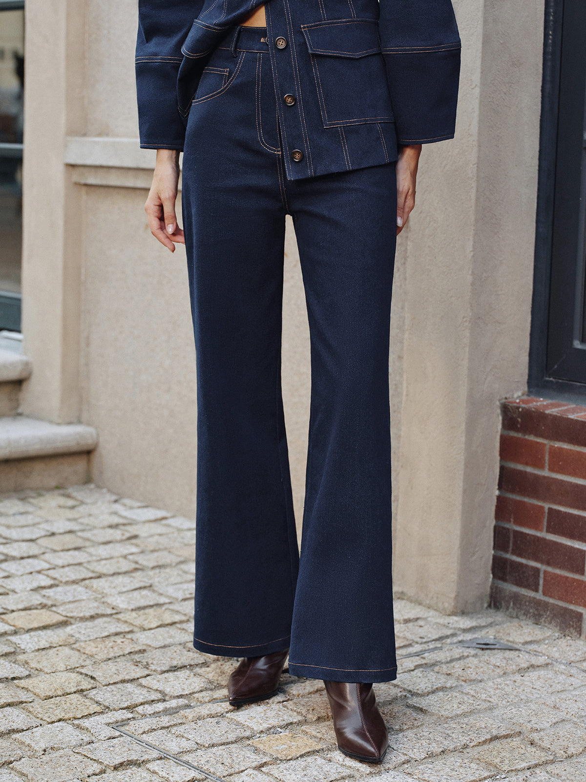 High-Waist Straight-Leg Jeans