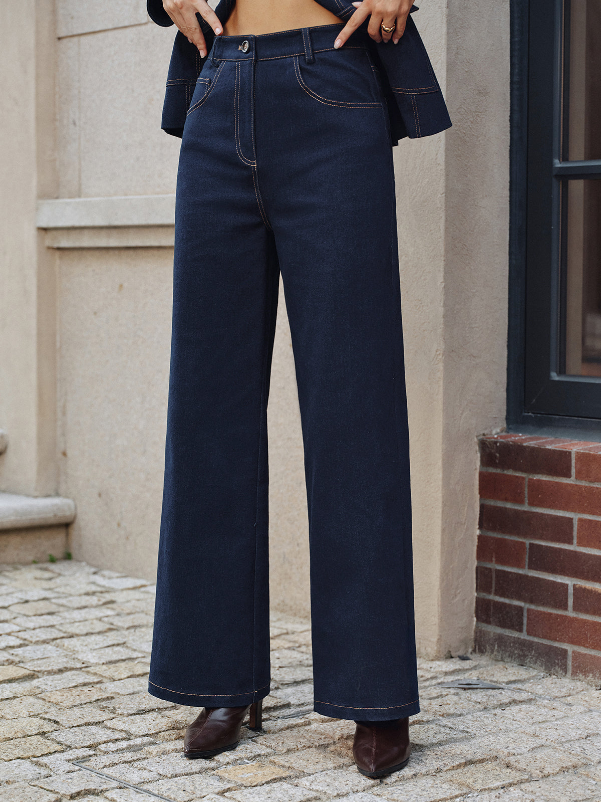 High-Waist Straight-Leg Jeans