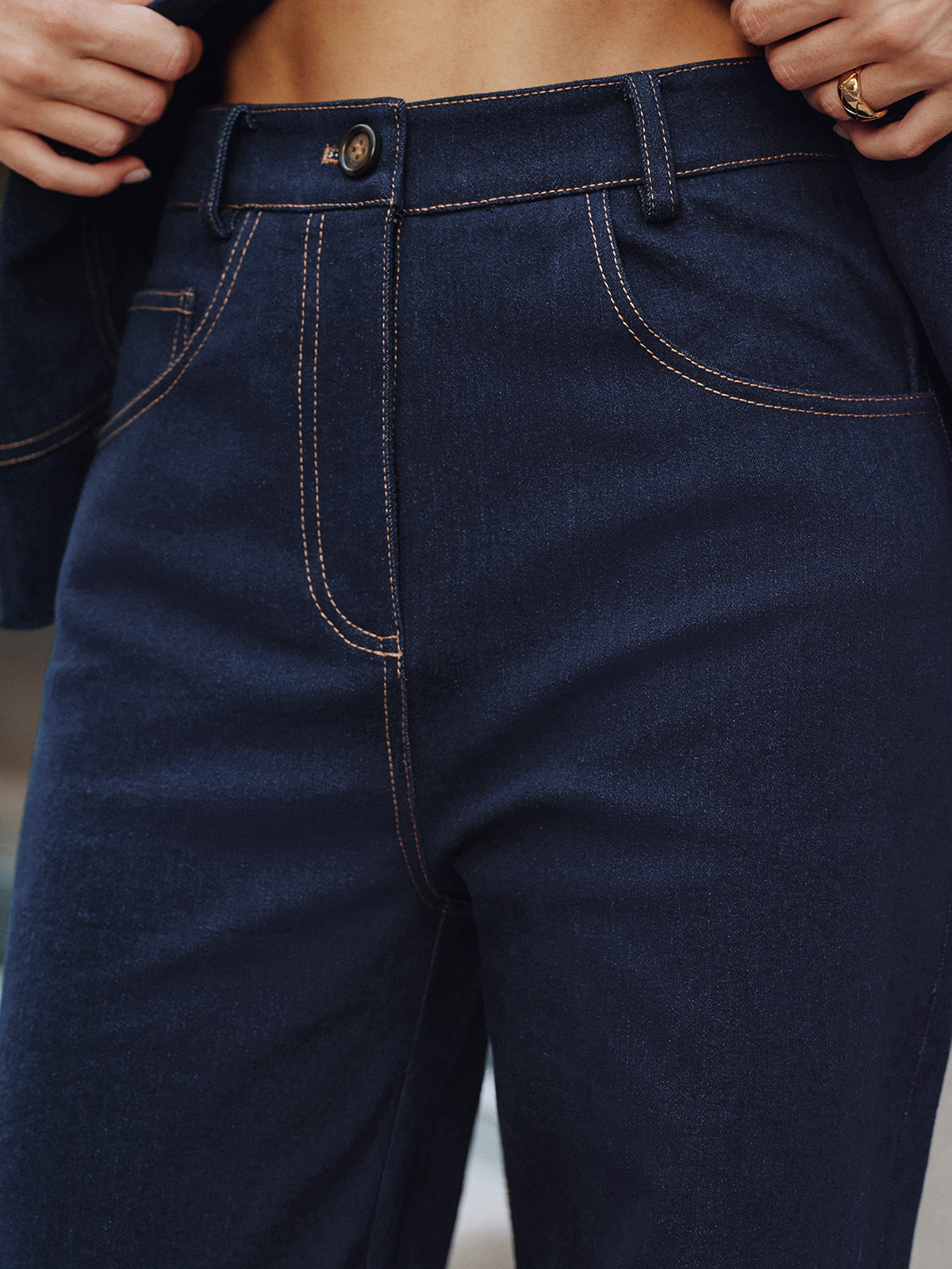 High-Waist Straight-Leg Jeans