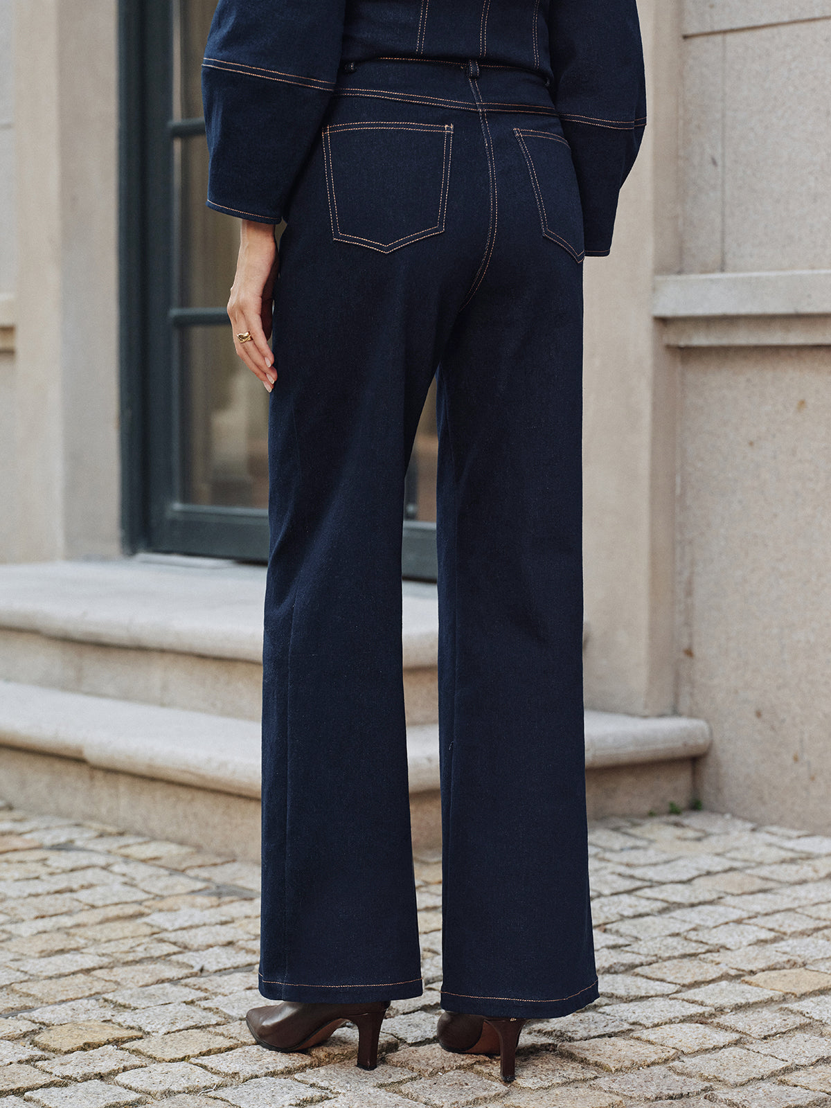 High-Waist Straight-Leg Jeans