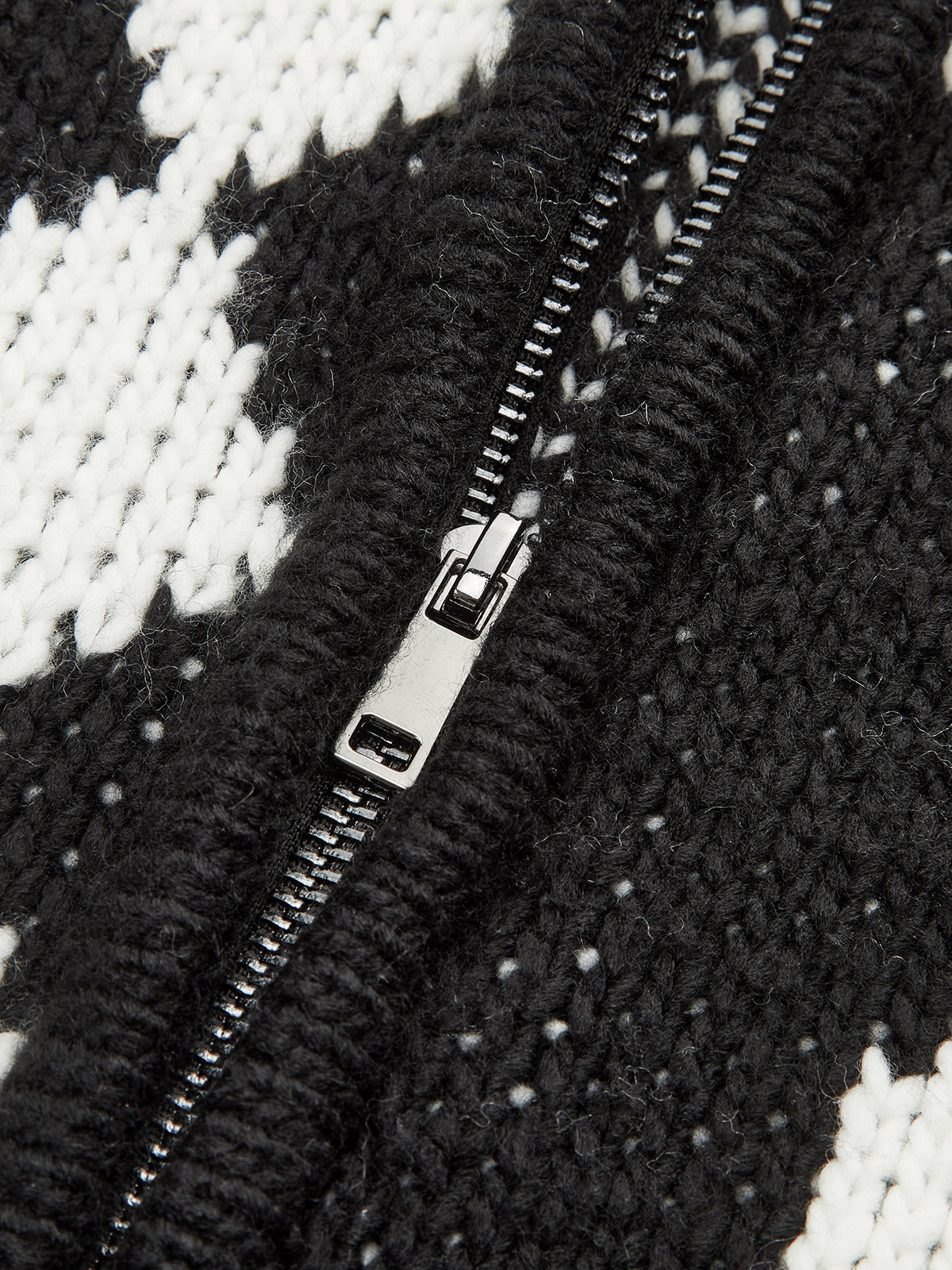 Fair Isle Zip-Up Knit Cardigan