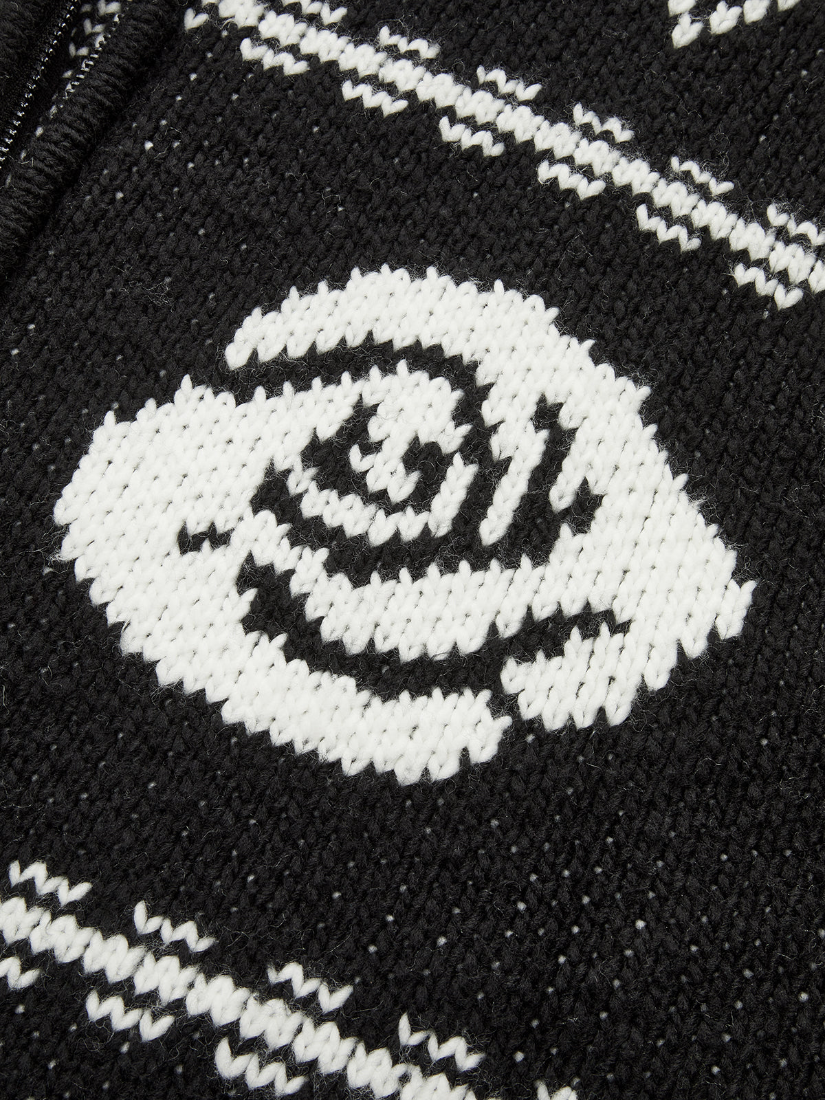 Fair Isle Zip-Up Knit Cardigan