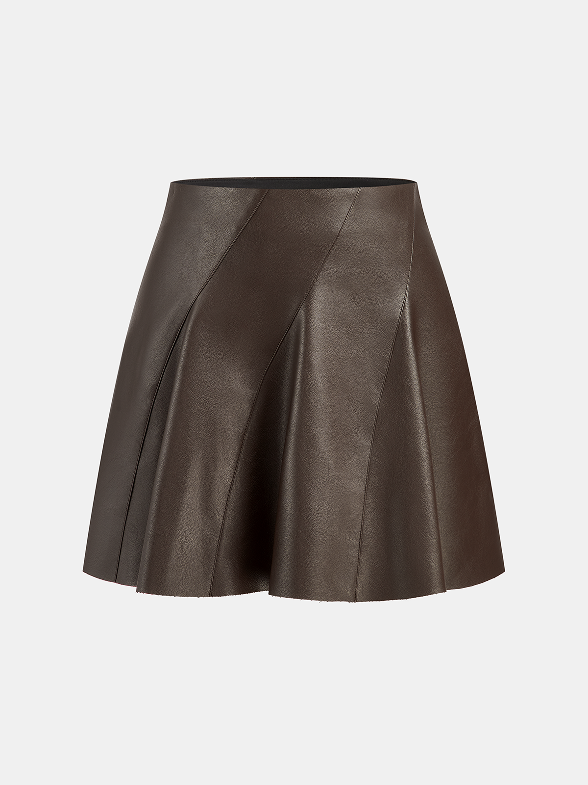 Mini-jupe évasée en similicuir avec détails de coutures