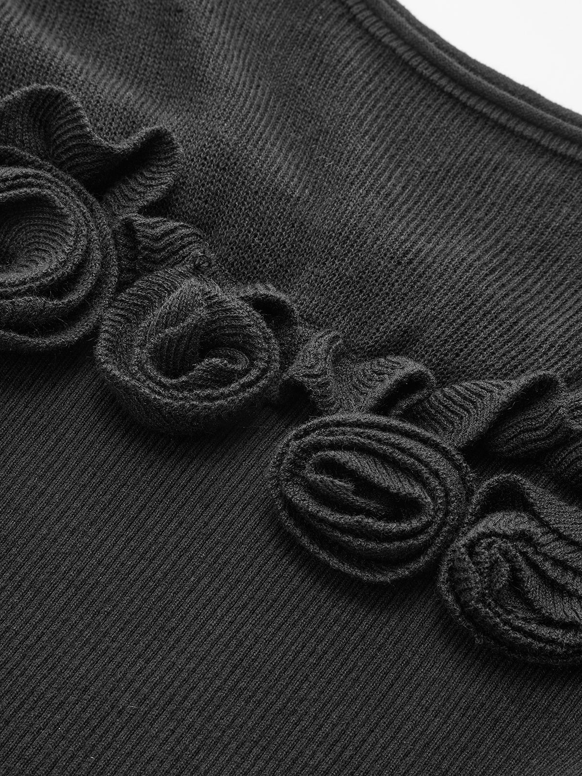 Haut en maille à volants floraux 3D et empiècements transparents