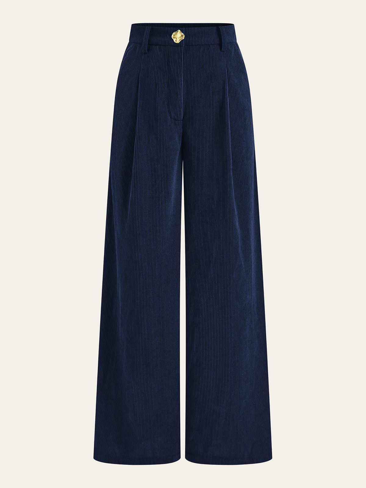 Corduroy Wide-Leg Pleated Pants