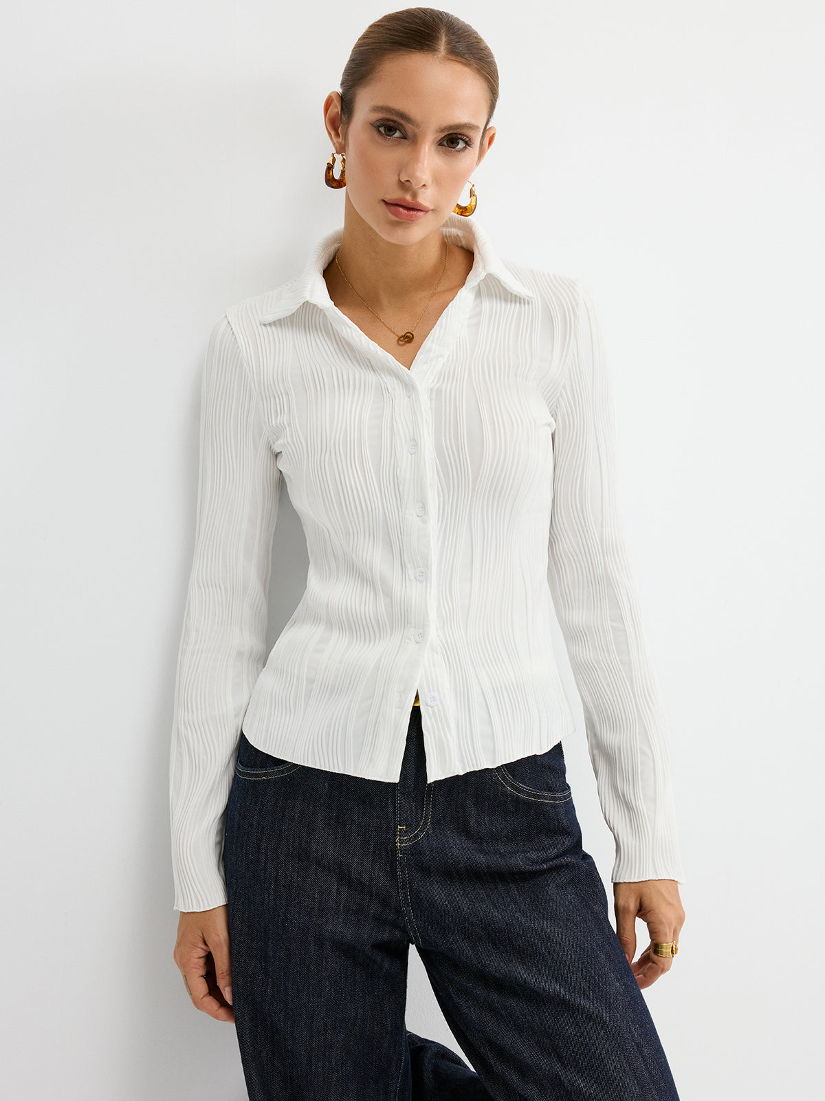 Chemise boutonnée texturée