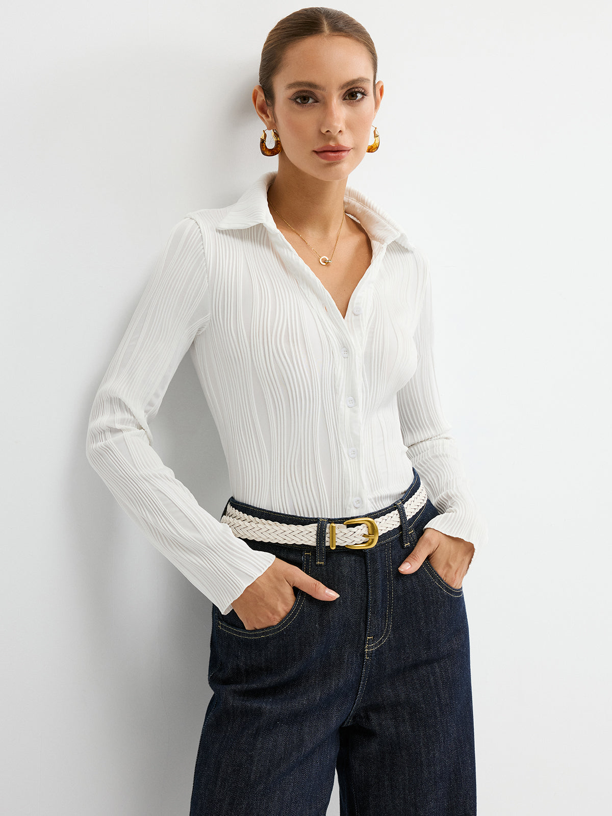 Chemise boutonnée texturée