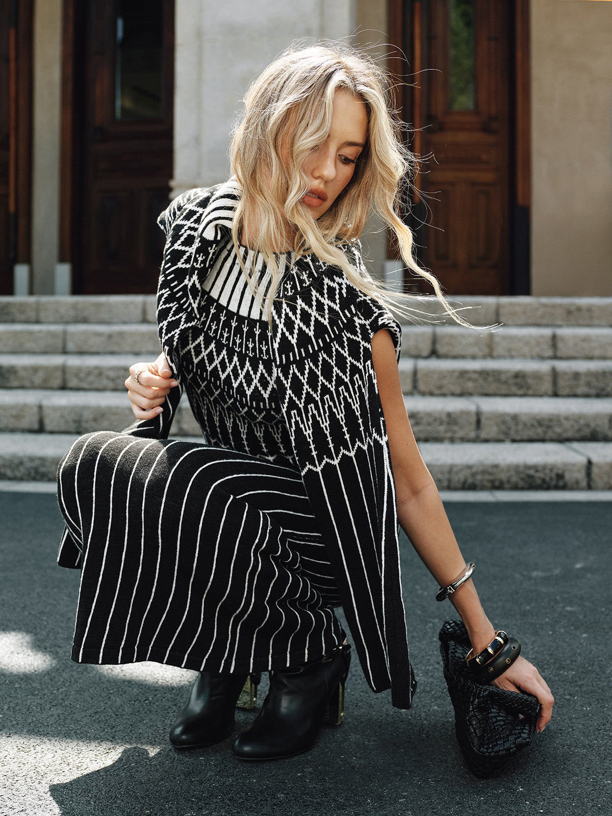 Robe longue sans manches à motif Fair Isle