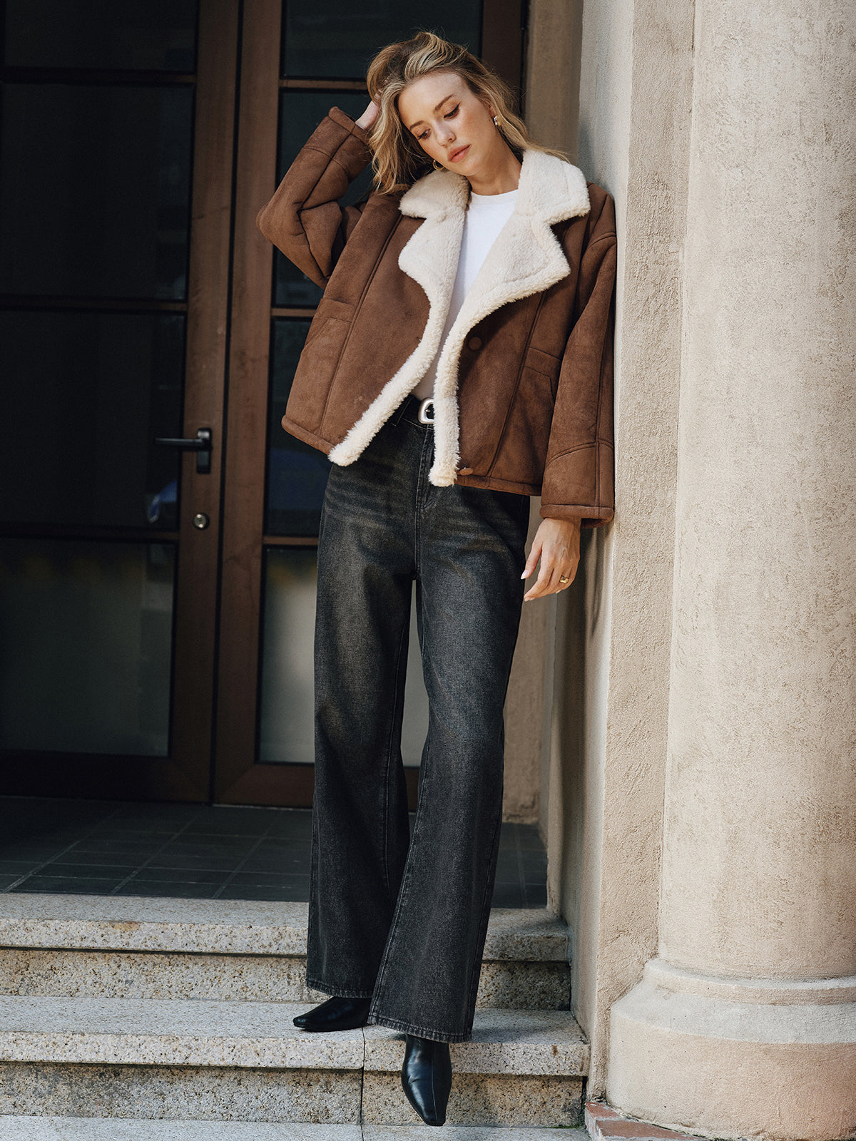 Manteau à revers doublé polaire