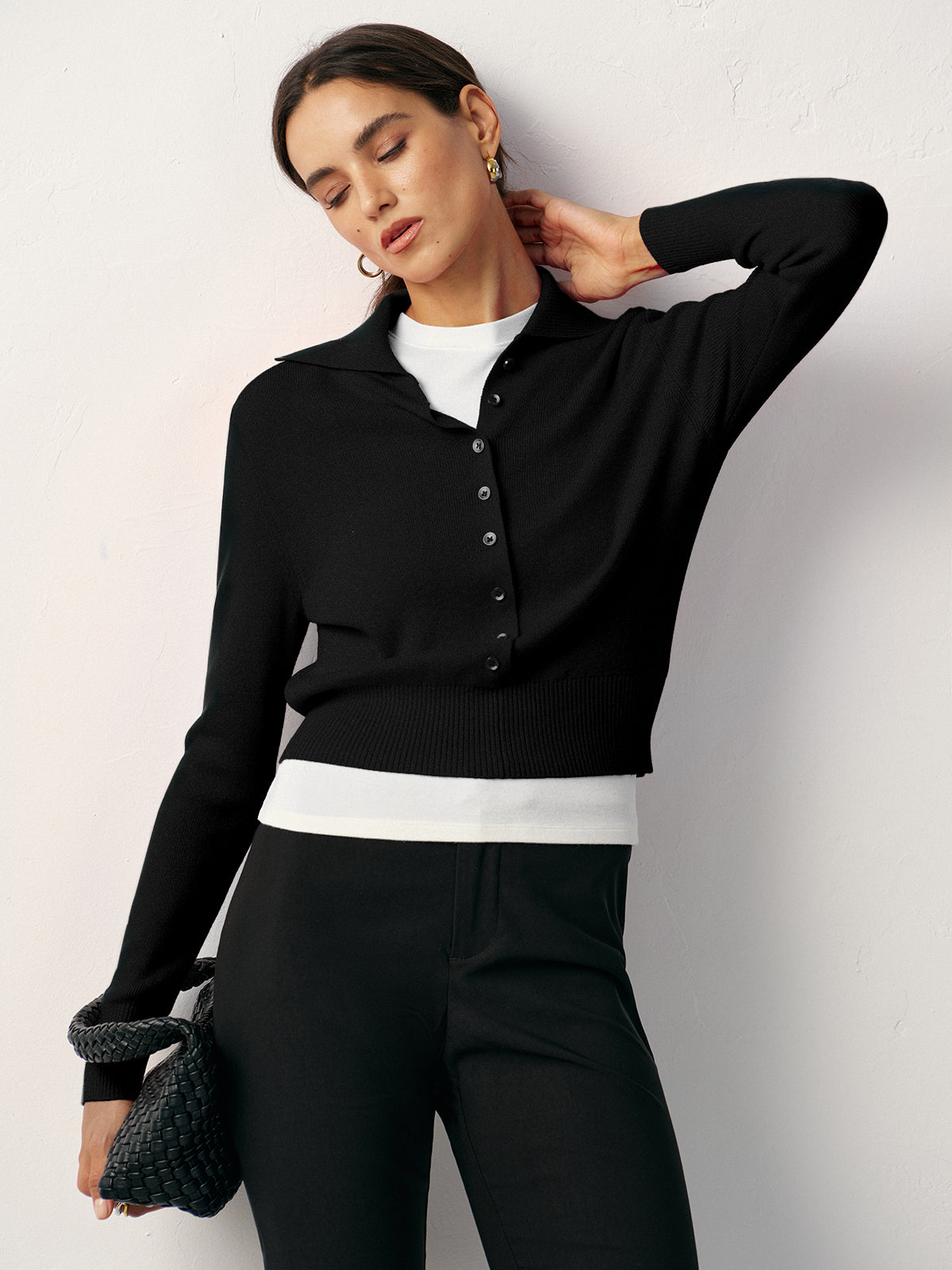 Knit Button Front Collared Top