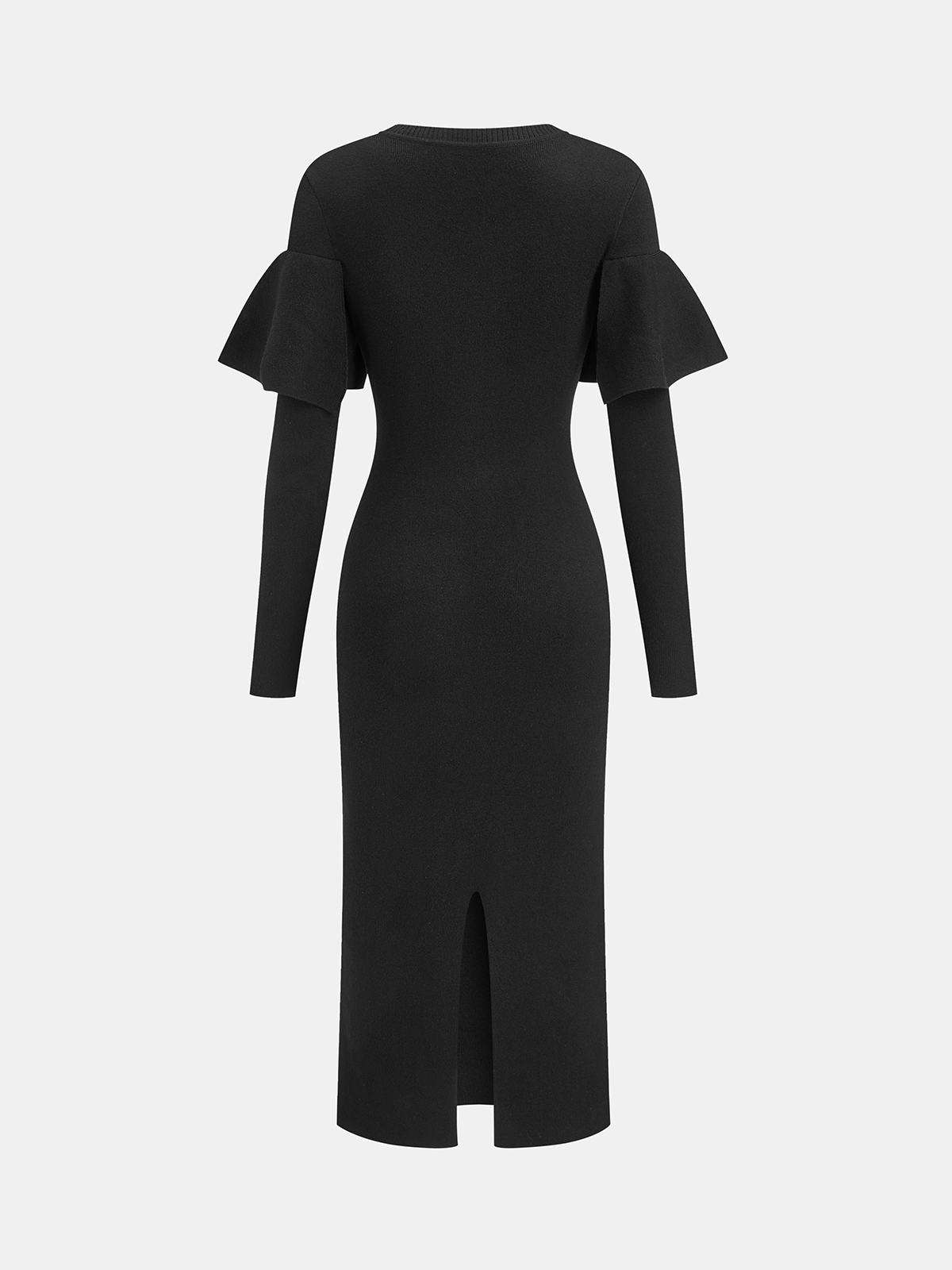 Robe longue à manches longues et détails volantés