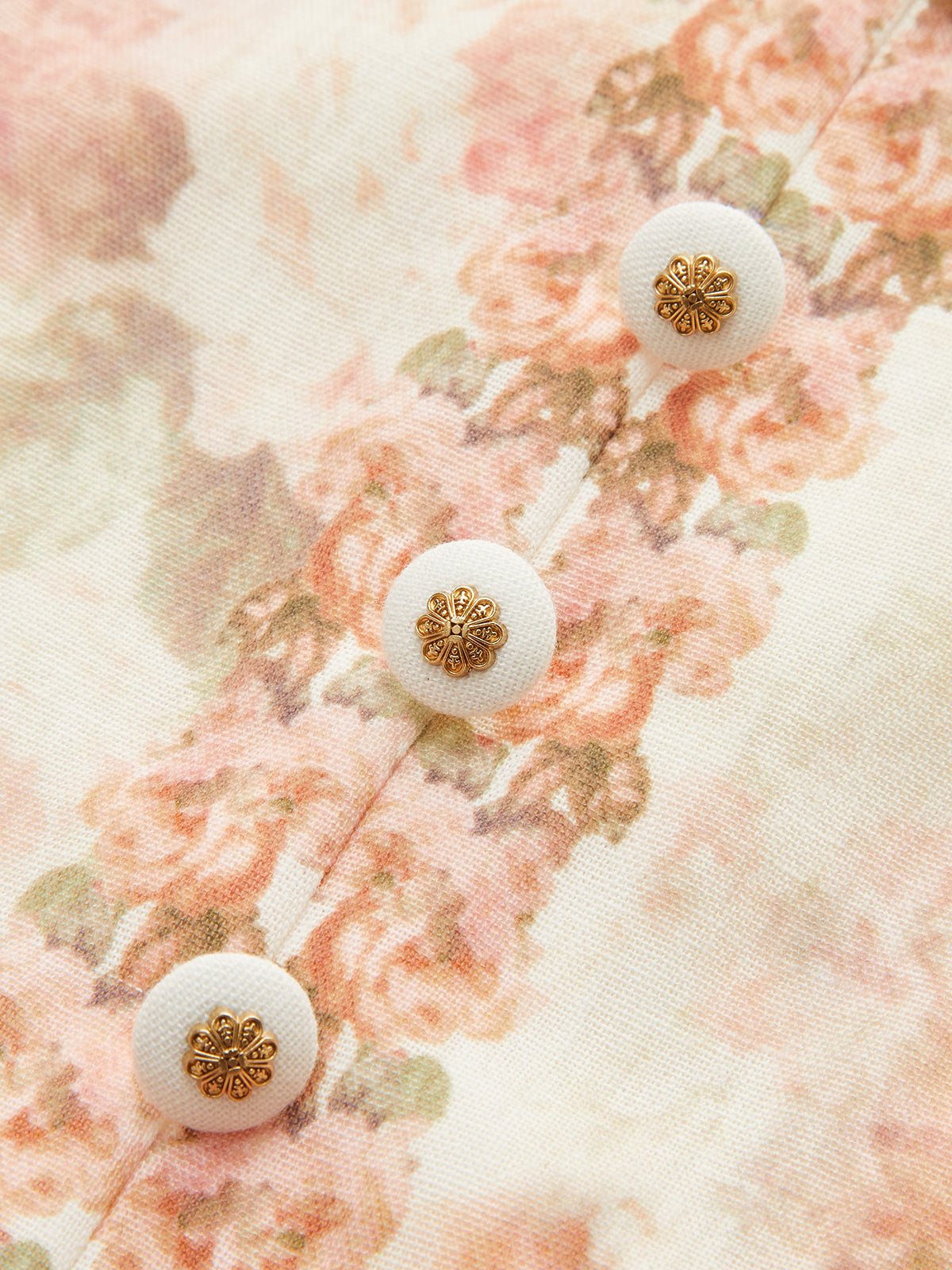 Robe longue à imprimé floral, manches gigot et ceinture
