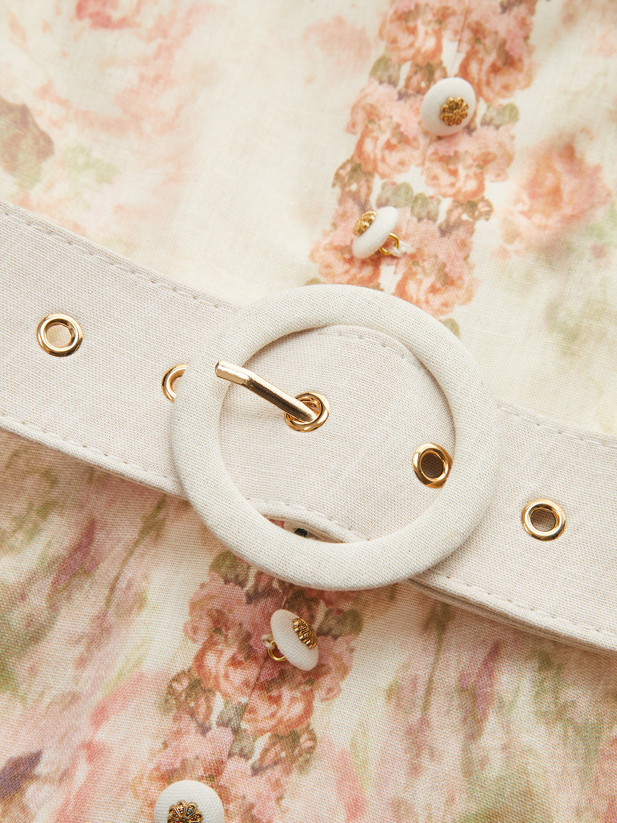 Robe longue à imprimé floral, manches gigot et ceinture