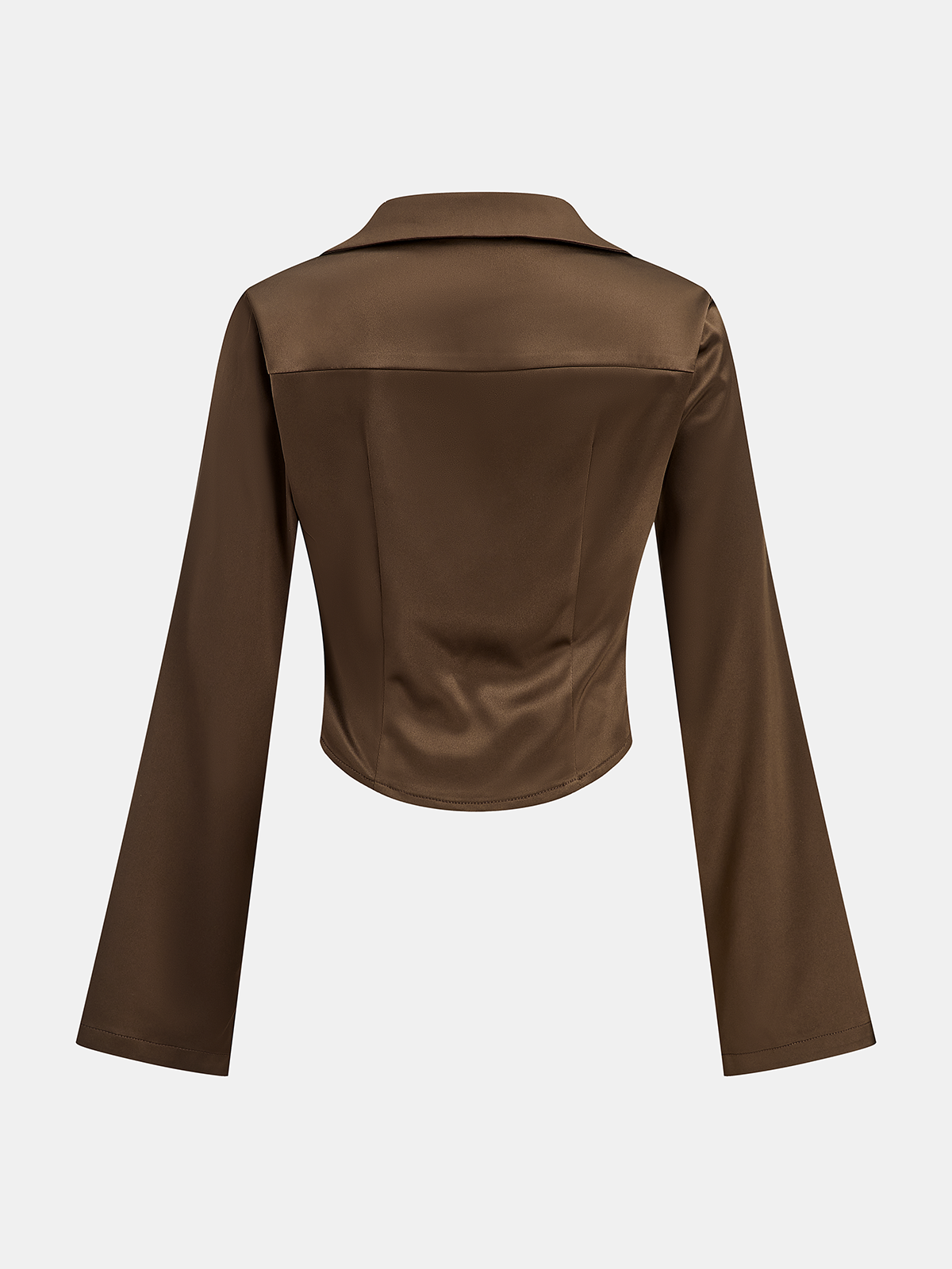 Satin Cowl Neck Long Sleeve Shirt