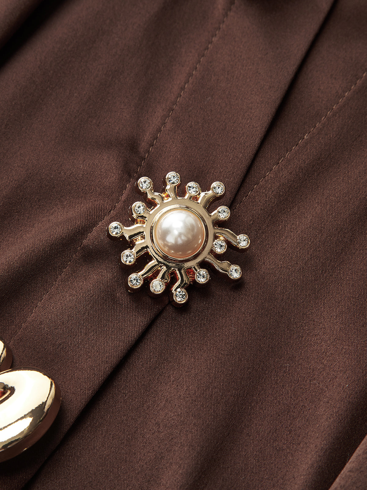 Satin Collar Metal Button Bodysuit