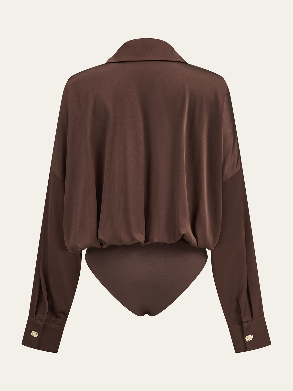 Satin Collar Metal Button Bodysuit