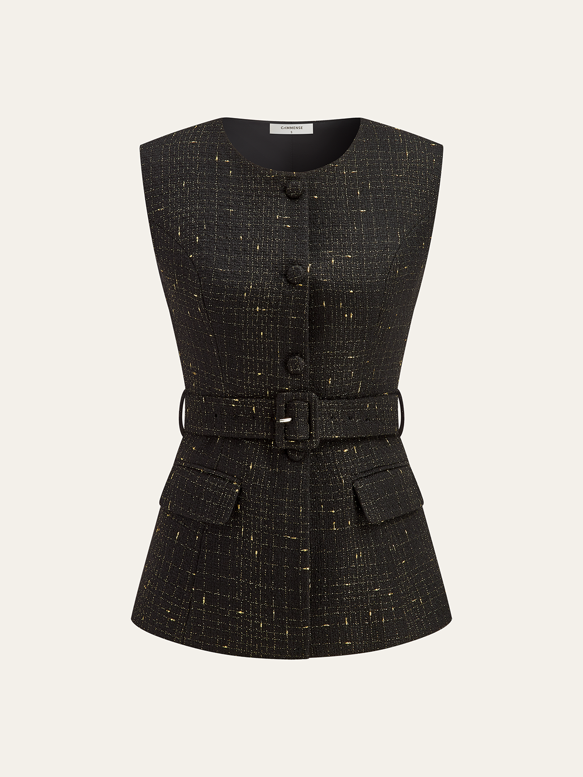 Gilet sans manches ceinturé en tweed
