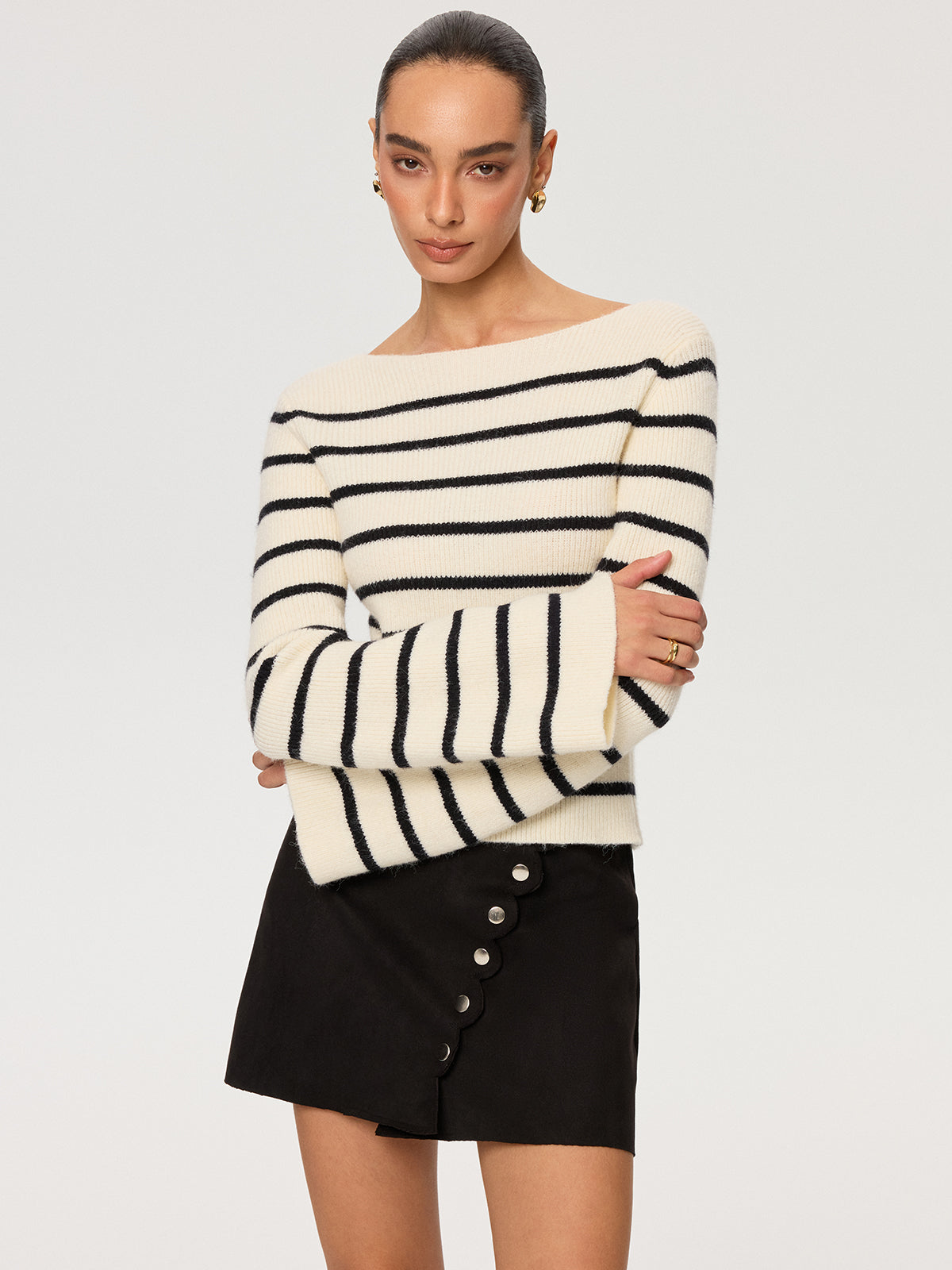 Reversible Striped Bow Cardigan