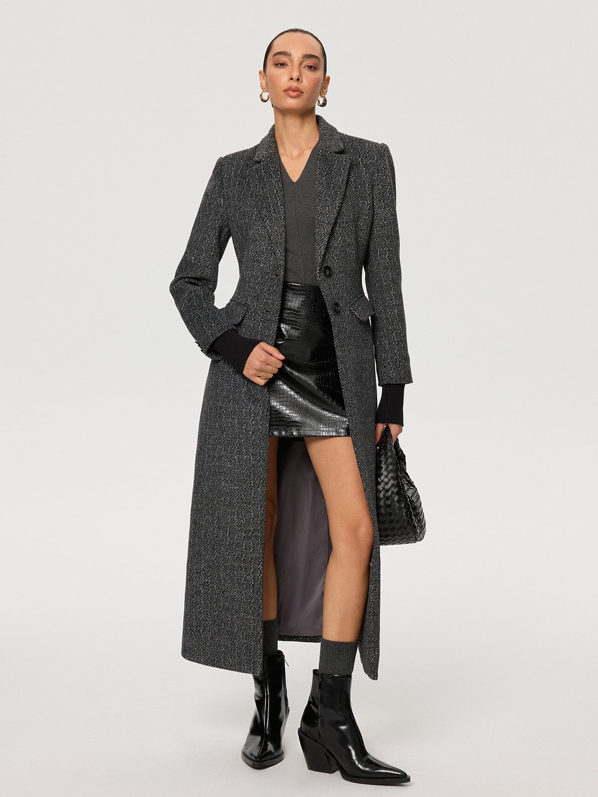 Manteau en laine mélangée mouchetée
