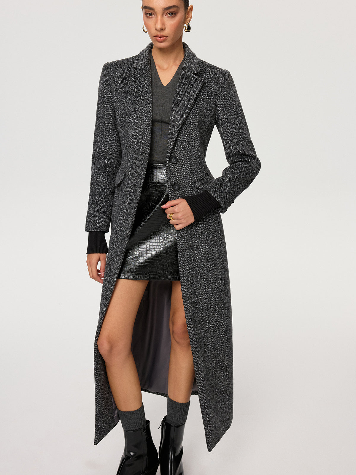 Flecked Wool-blend Coat