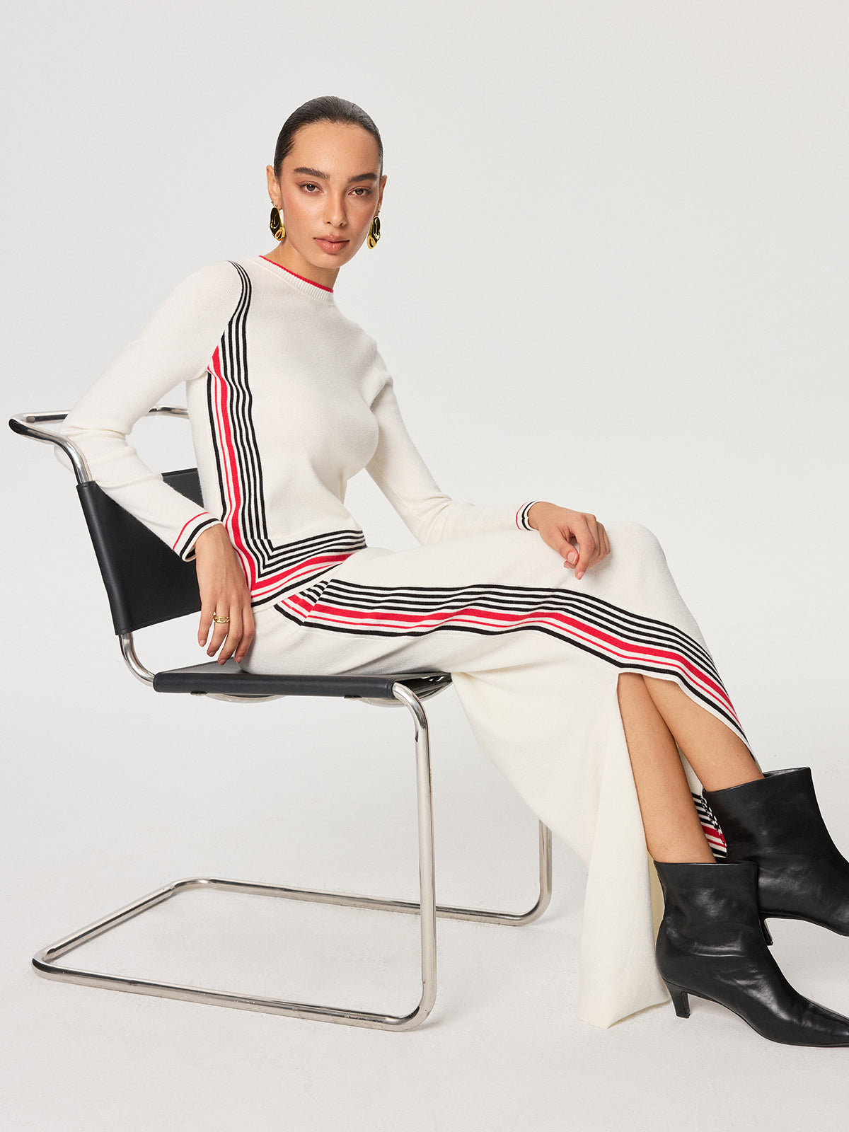 Striped Wool-Blend Knit Top