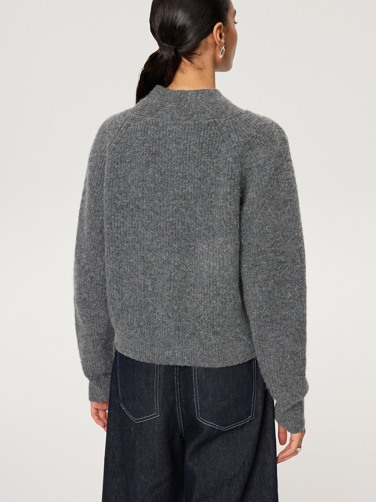 Tie-Neck Wool Blend Sweater