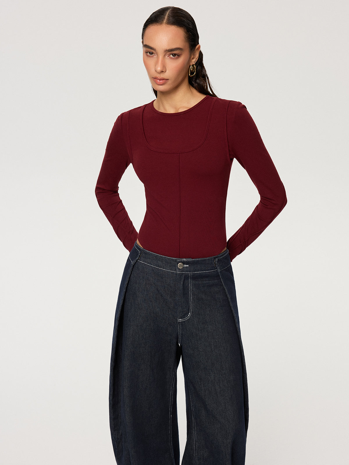 Contour-Seam Long Sleeve Bodysuit