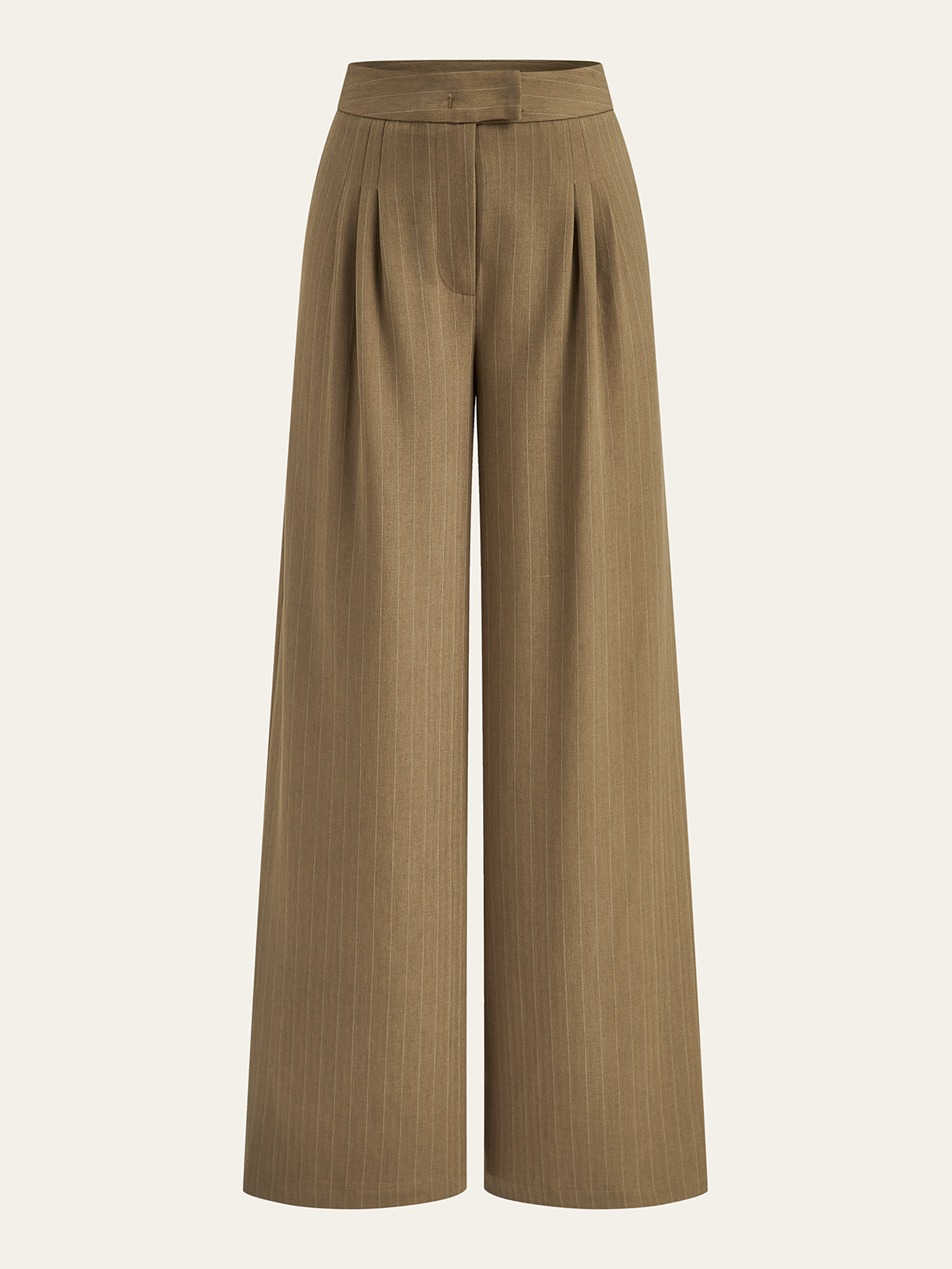 Pantalon plissé ample à rayures fines