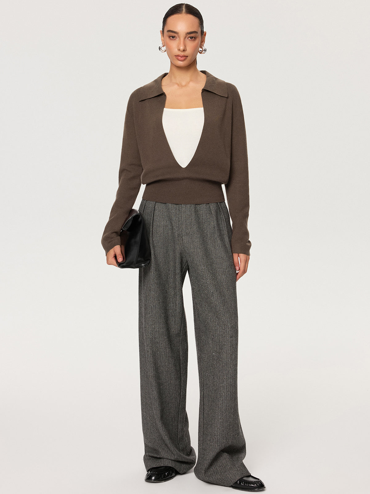 2-in-1 Color-Block Pullover mit Polokragen aus Wollmix